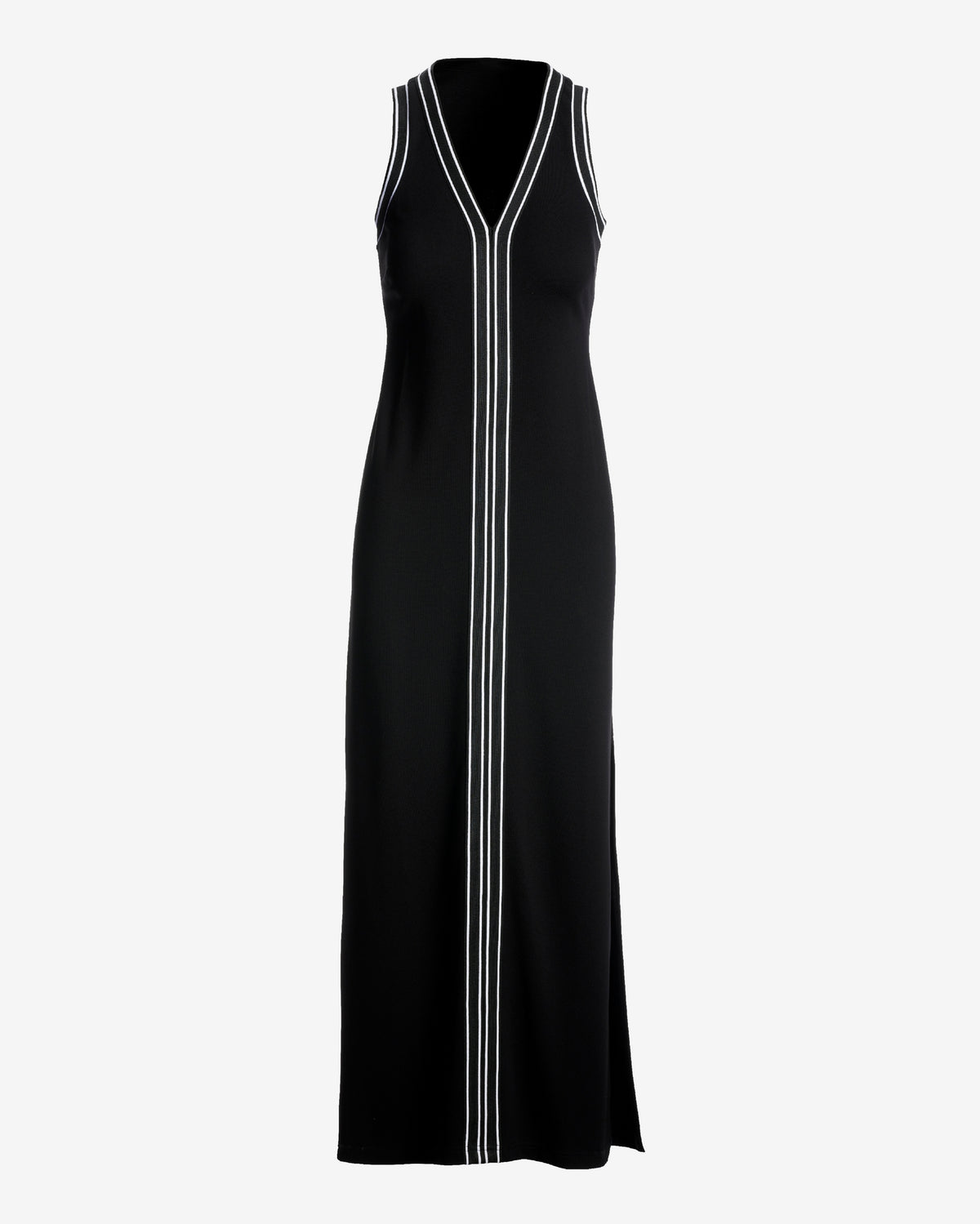 Colorblocked V Neck Maxi Dress Black/White