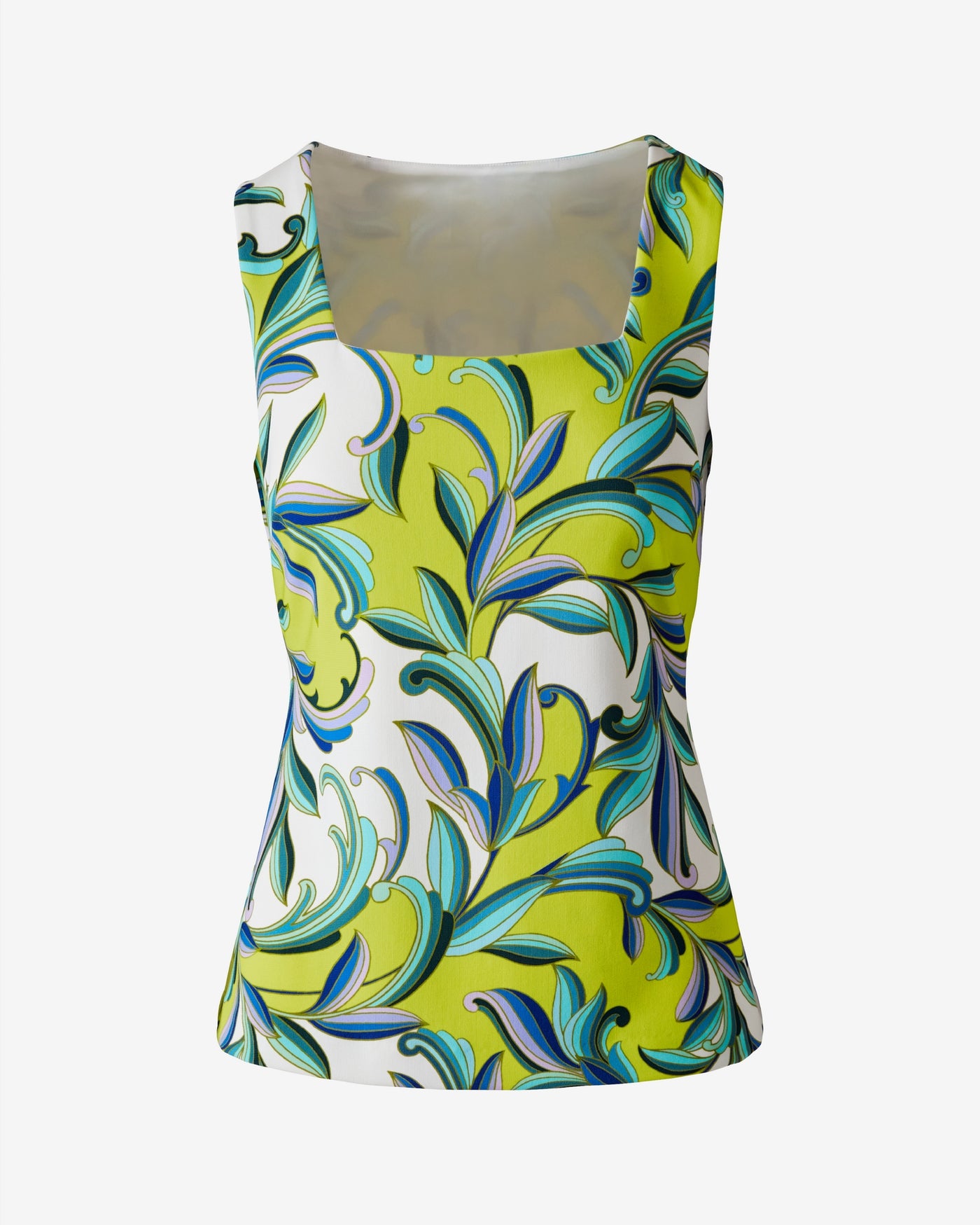 Beyond Travel Printed Square Neck Sleeveless Shell Top Wandering Vines