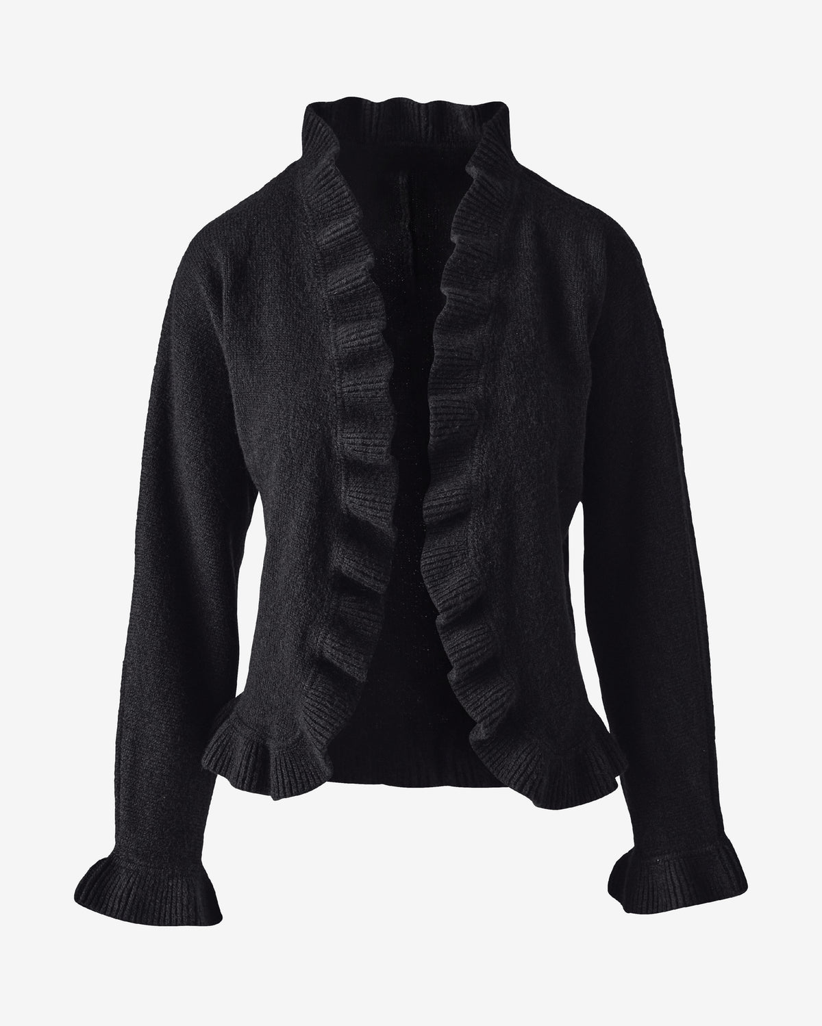 Relaxed Ruffle Open Front Cardigan Proper Black