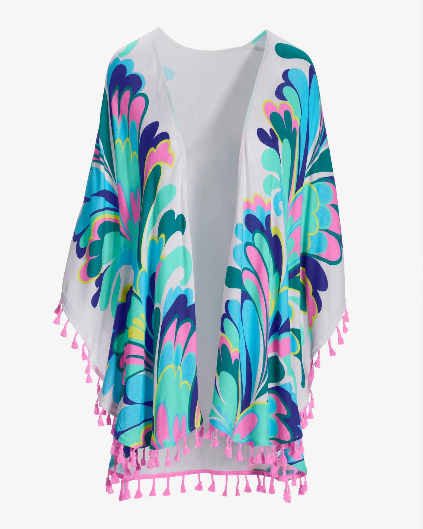 Abstract Tassel Kimono Multi