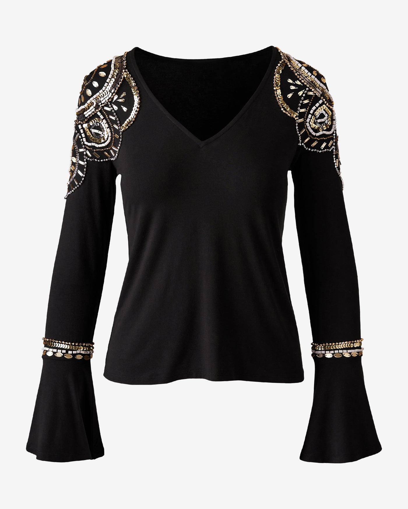 Flare Sleeve Top Black