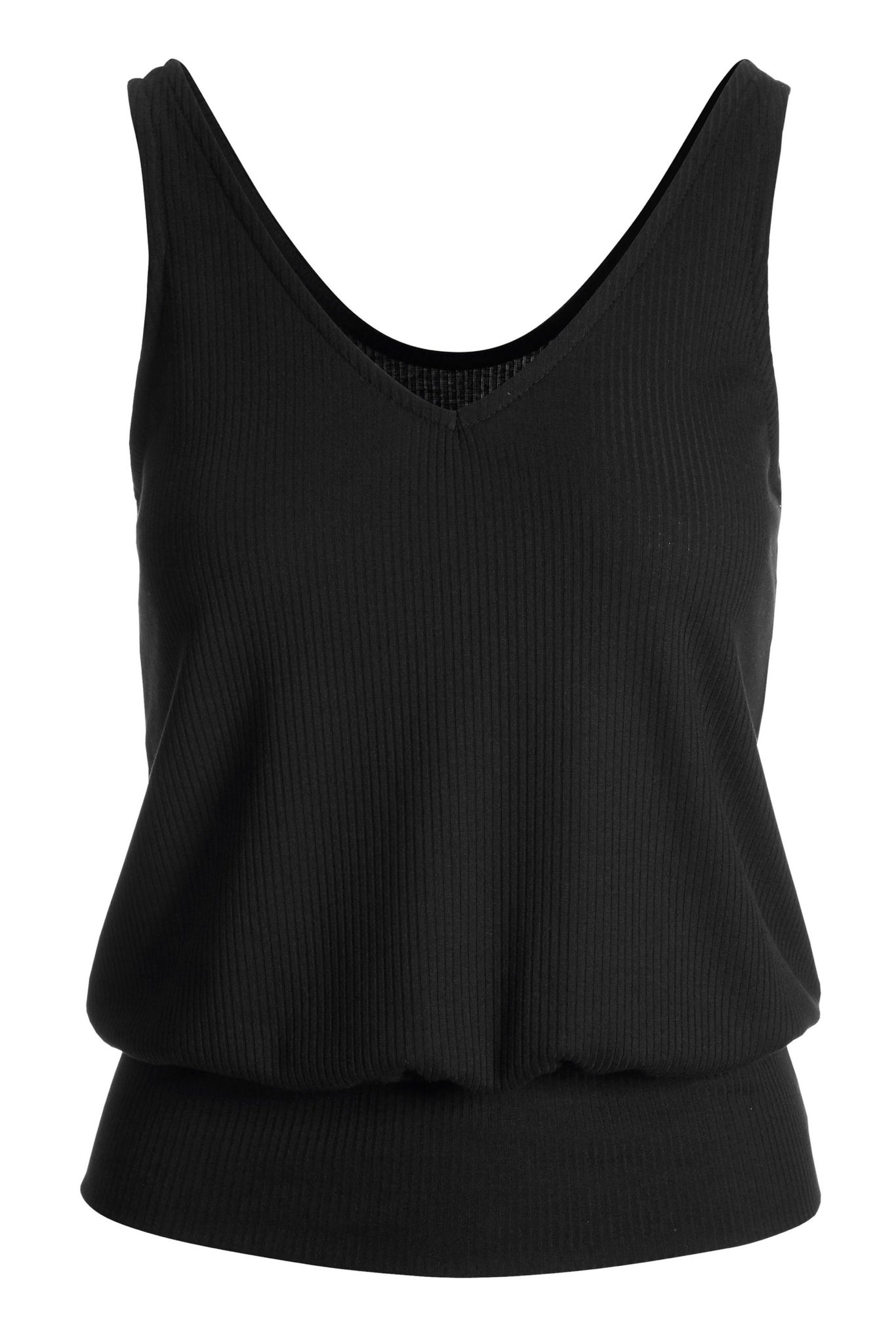 Ribbed Blouson Tank Black