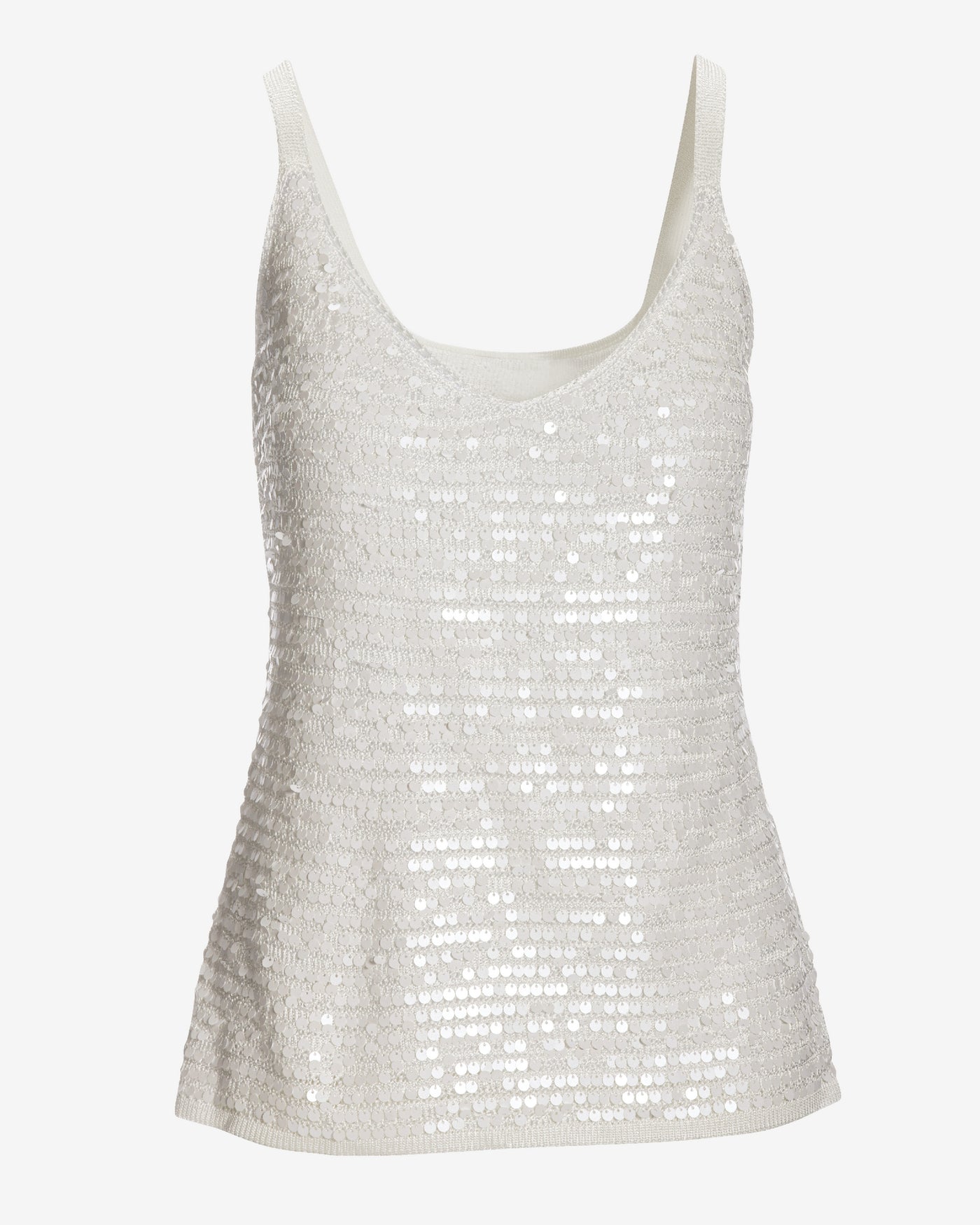 Sequin V-Neck Sweater Tank Off White
