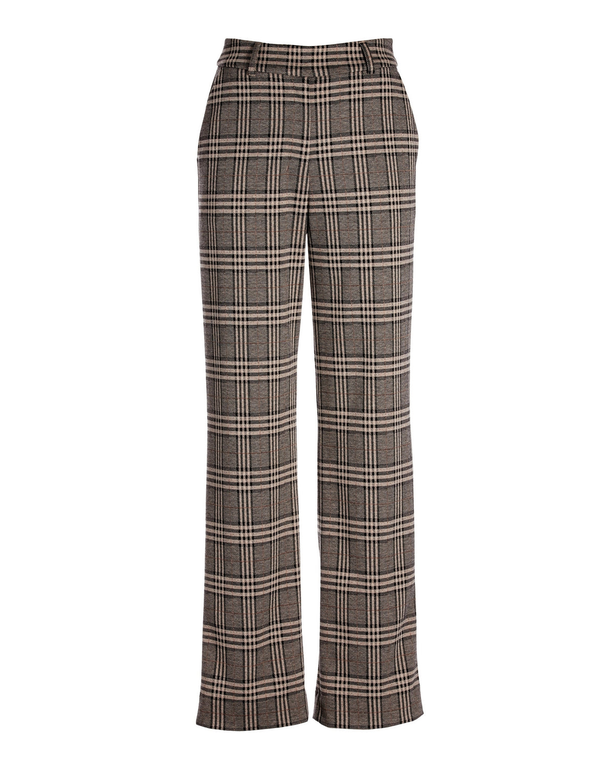 Malibu Shimmer Plaid Wide Leg Trouser Pant Tan/Black Multi
