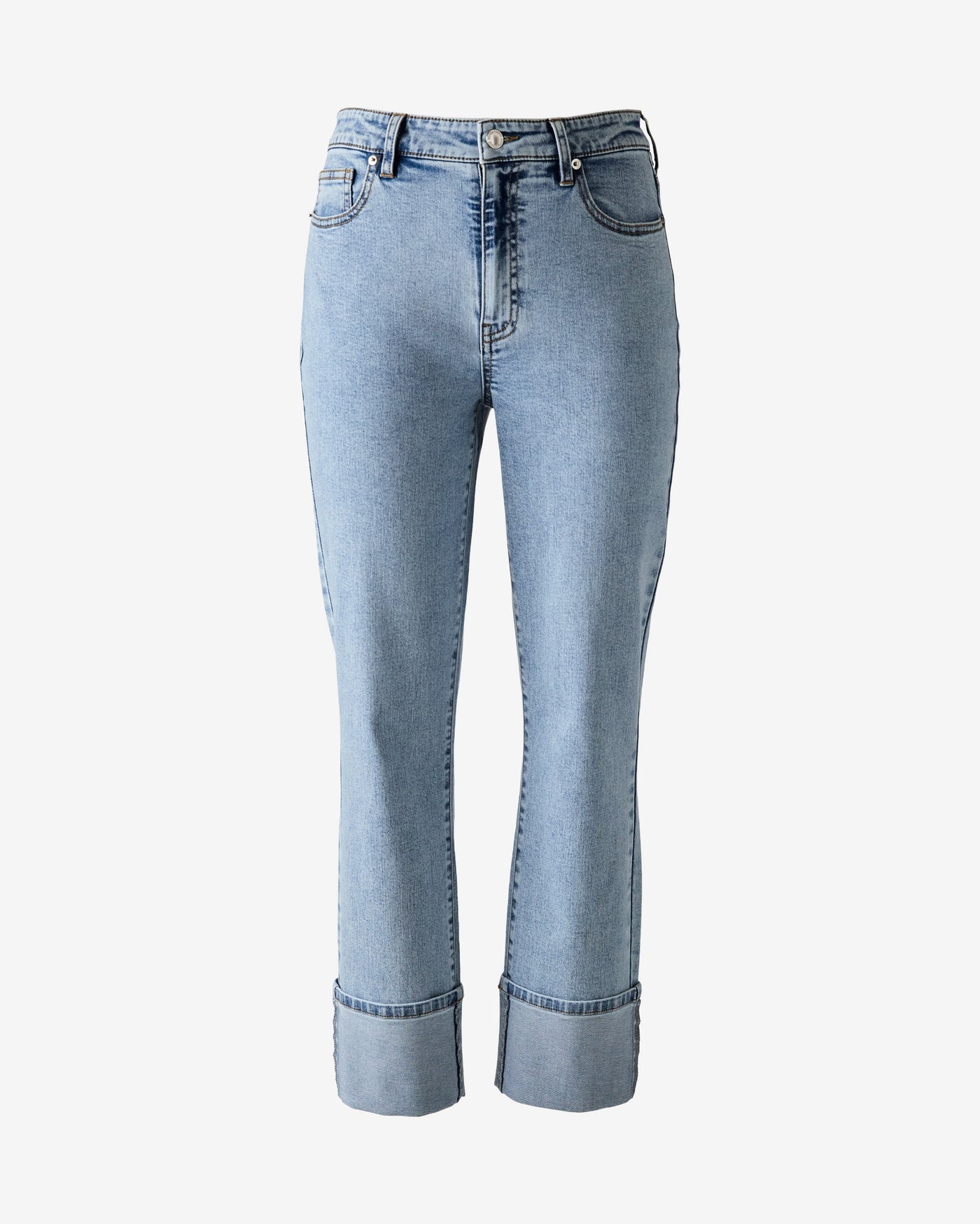 Slim Straight Cuffed Ankle Jean Light Wash