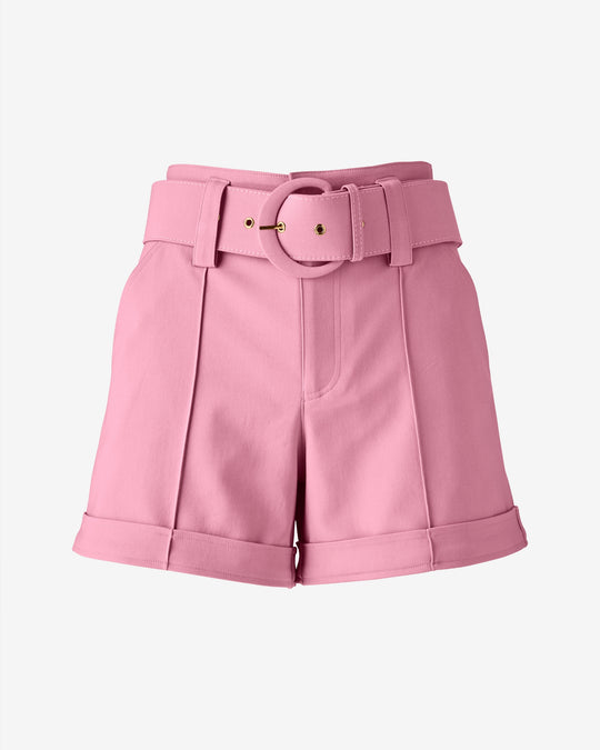 Modern Belted Pintuck Short Foxglove