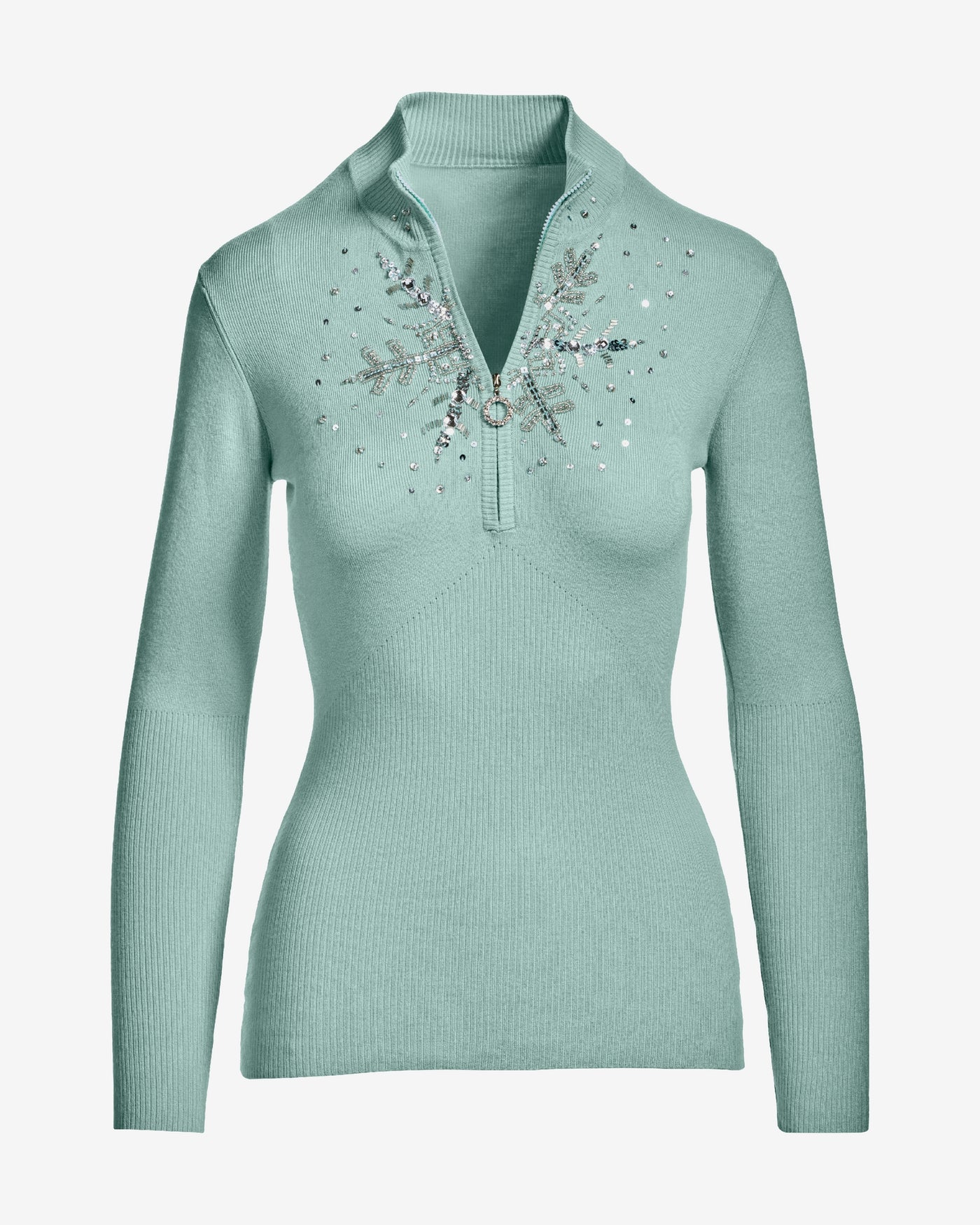 Snowflake Zip Sweater Surf Spray