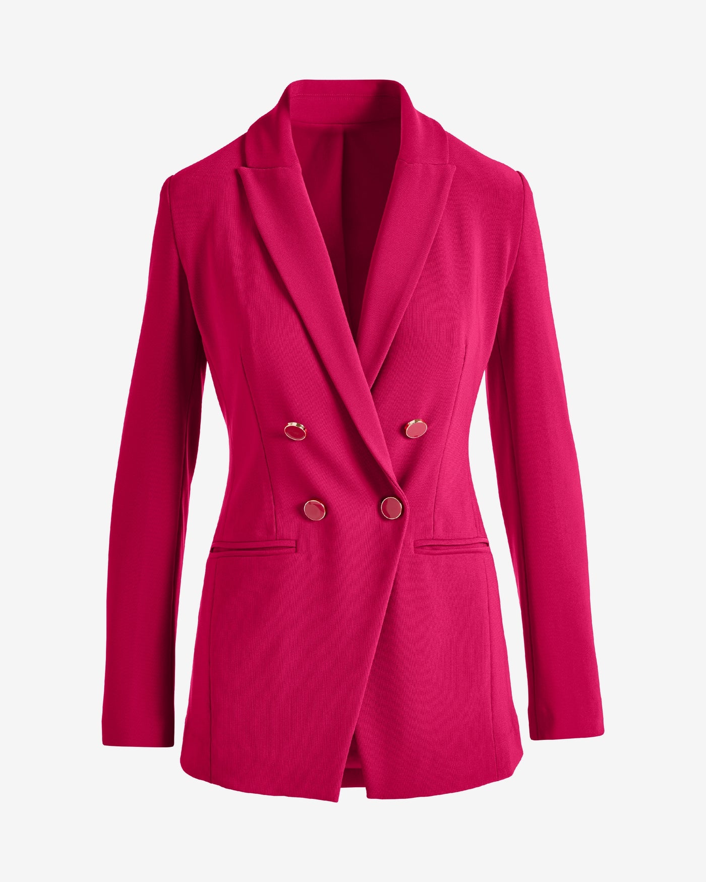 Beyond Travel Double Breasted Boyfriend Blazer Cerise