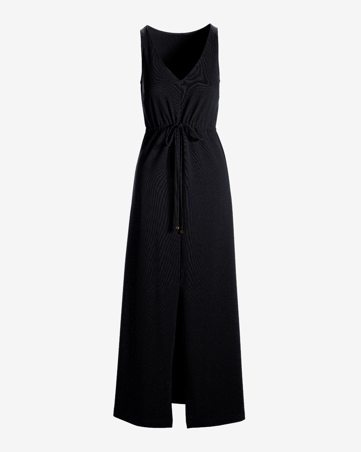 Beyond Travel Sleeveless Drawstring Maxi Dress Jet Black