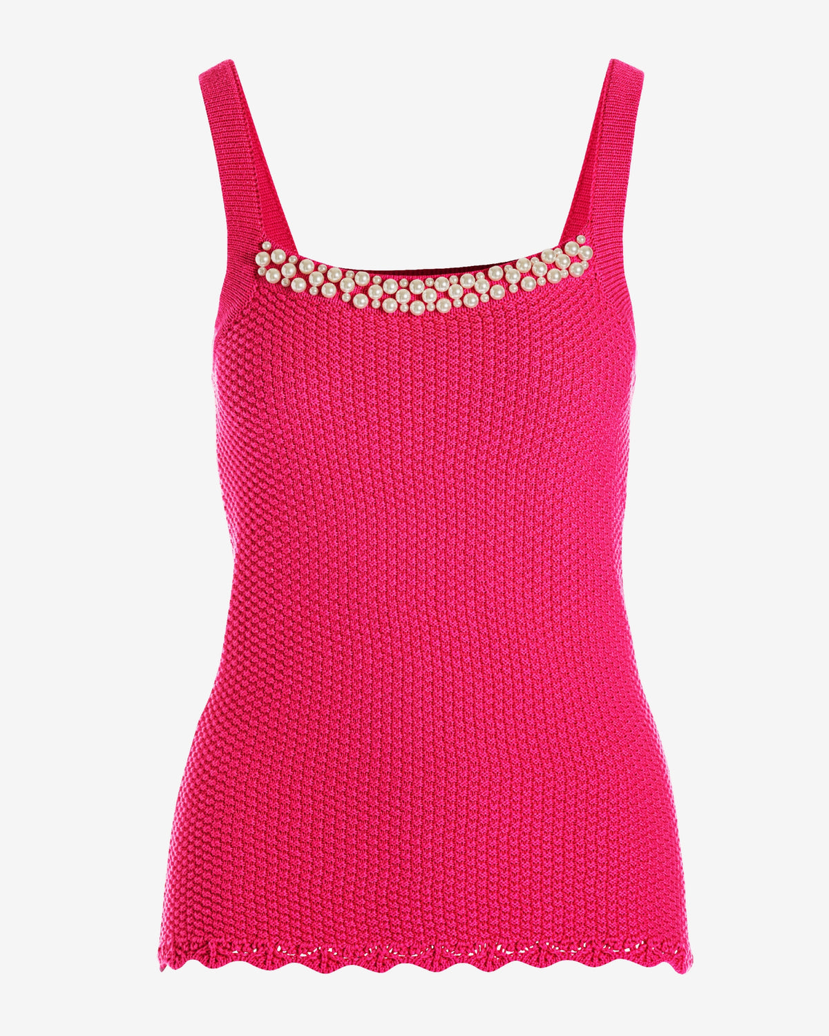 Pearl Trim Textured Sweater Tank Blossom