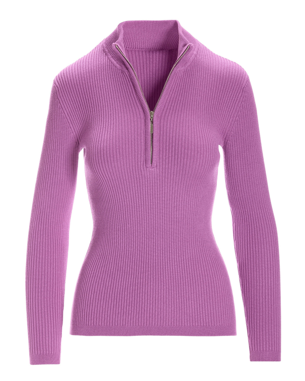 Ribbed Half Zip Up Sweater Iris Orchid