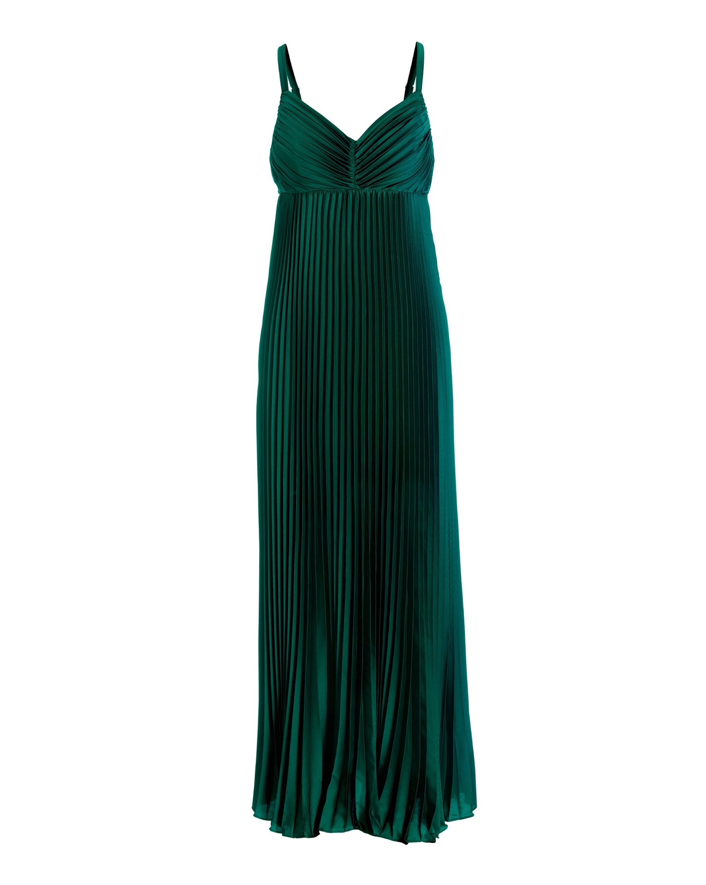 Liquid Shine pleated Maxi Dress Deep Emerald