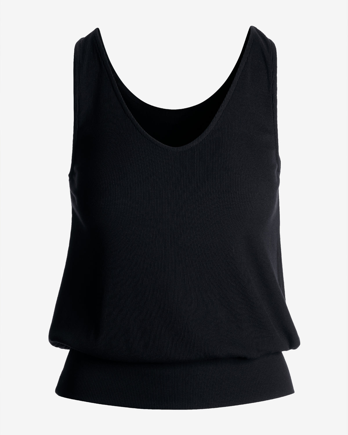 So Essential Rib V Neck Blouson Top Proper Black