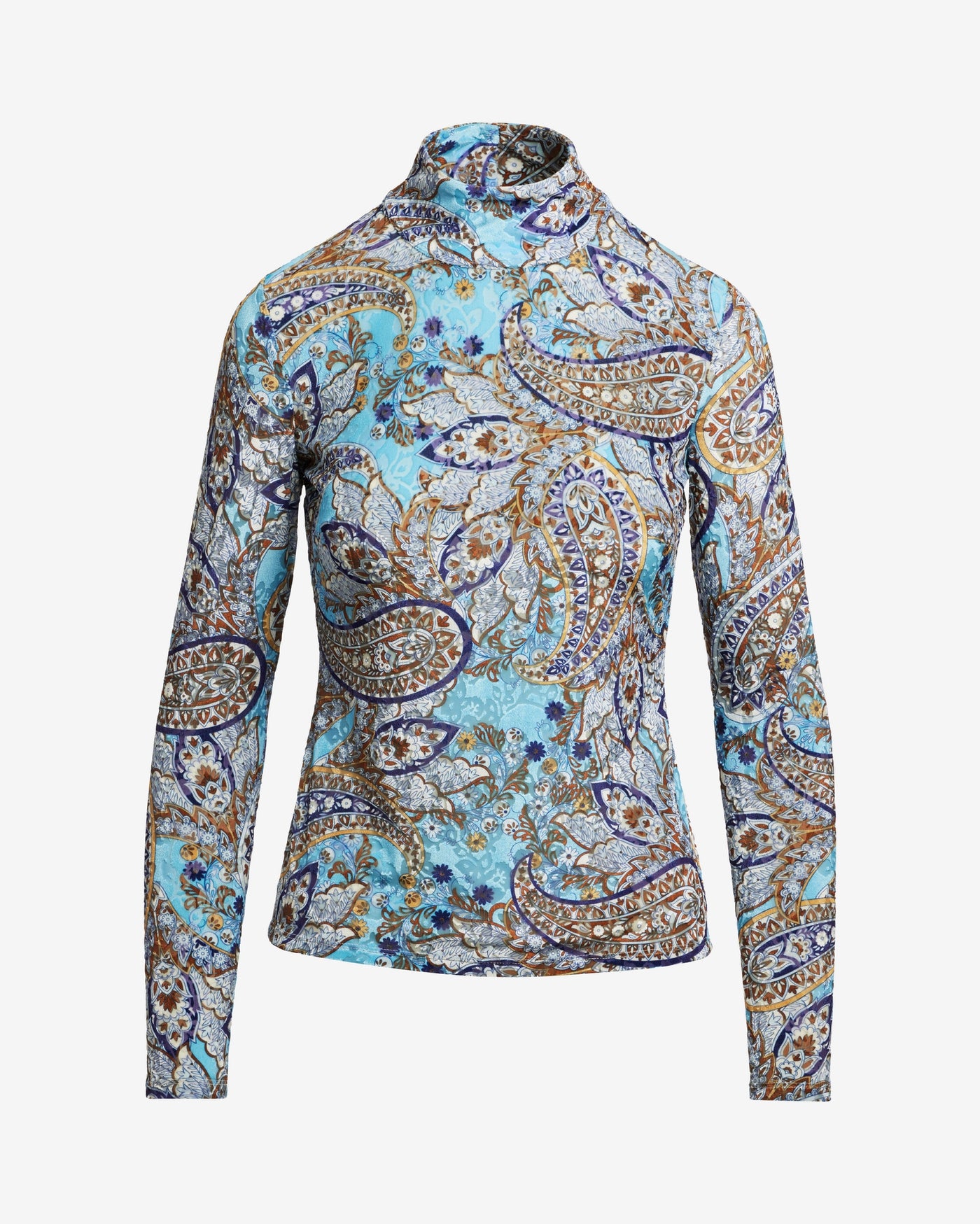 Paisley Burnout Turtleneck Knit Top Burn Out Paisley