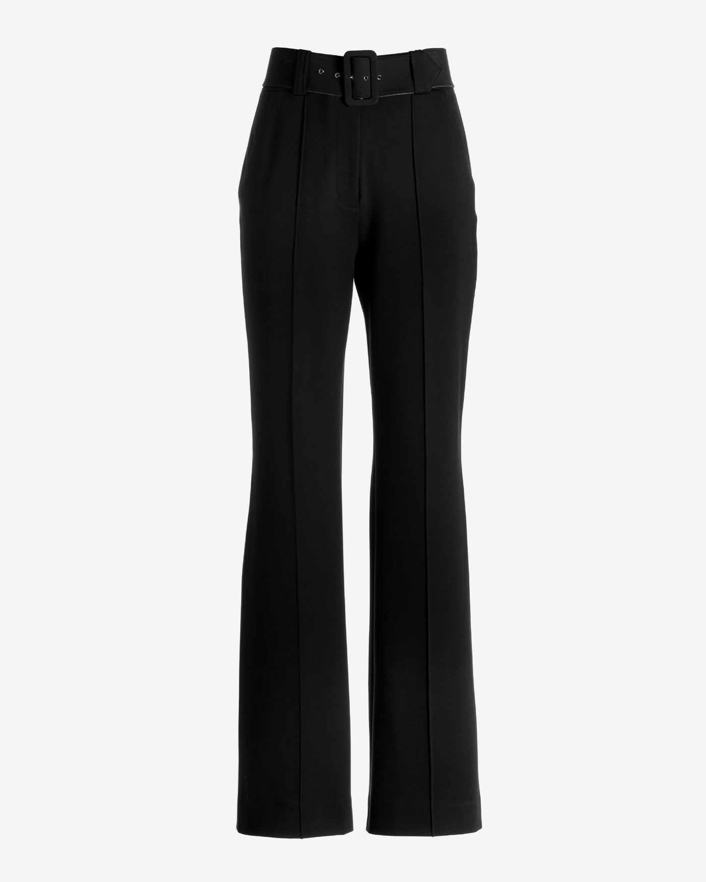 Malibu Belted Ponte High Waist Wide Leg Trouser Pant Black