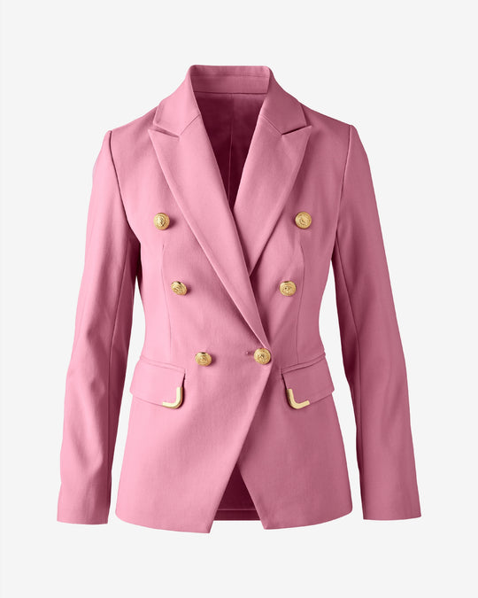 Hardware Trimmed Double Breasted Modern Blazer Foxglove