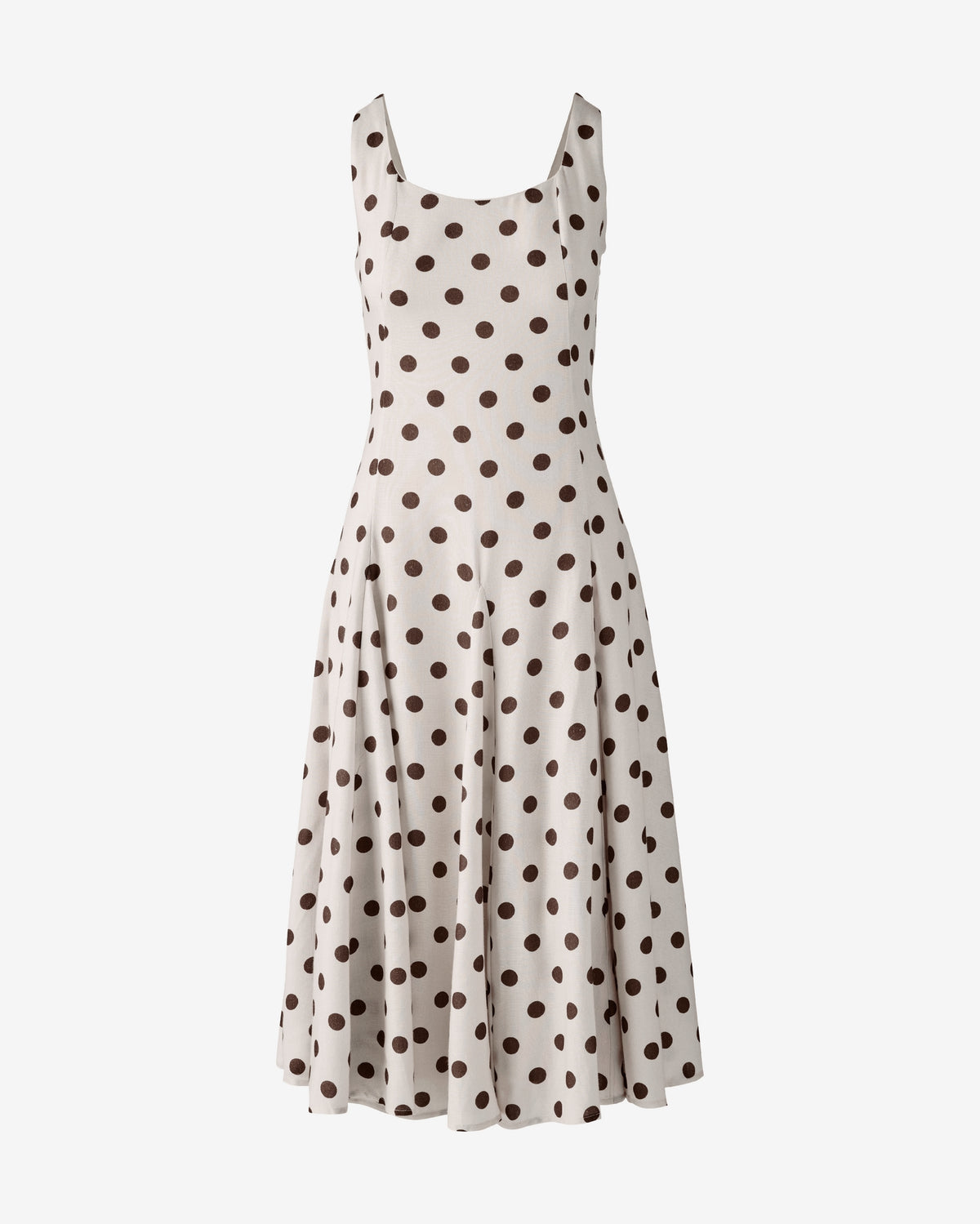 Printed Square Neck Midi Dress White Chocolate Dot