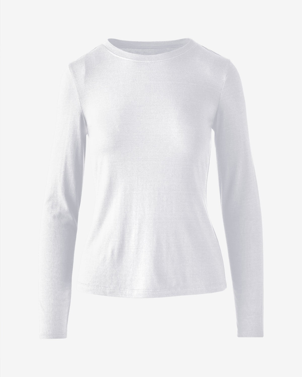 Long Sleeve Crew Neck T Shirt Pure White