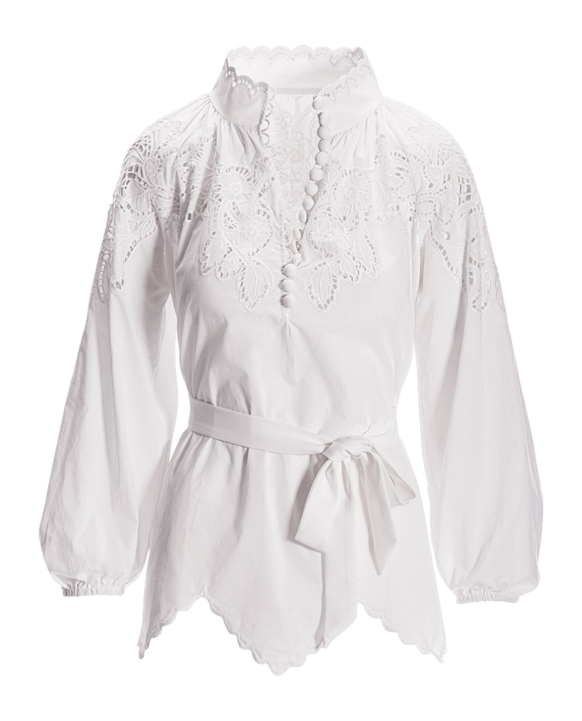 Eyelet Covered Button Tunic White