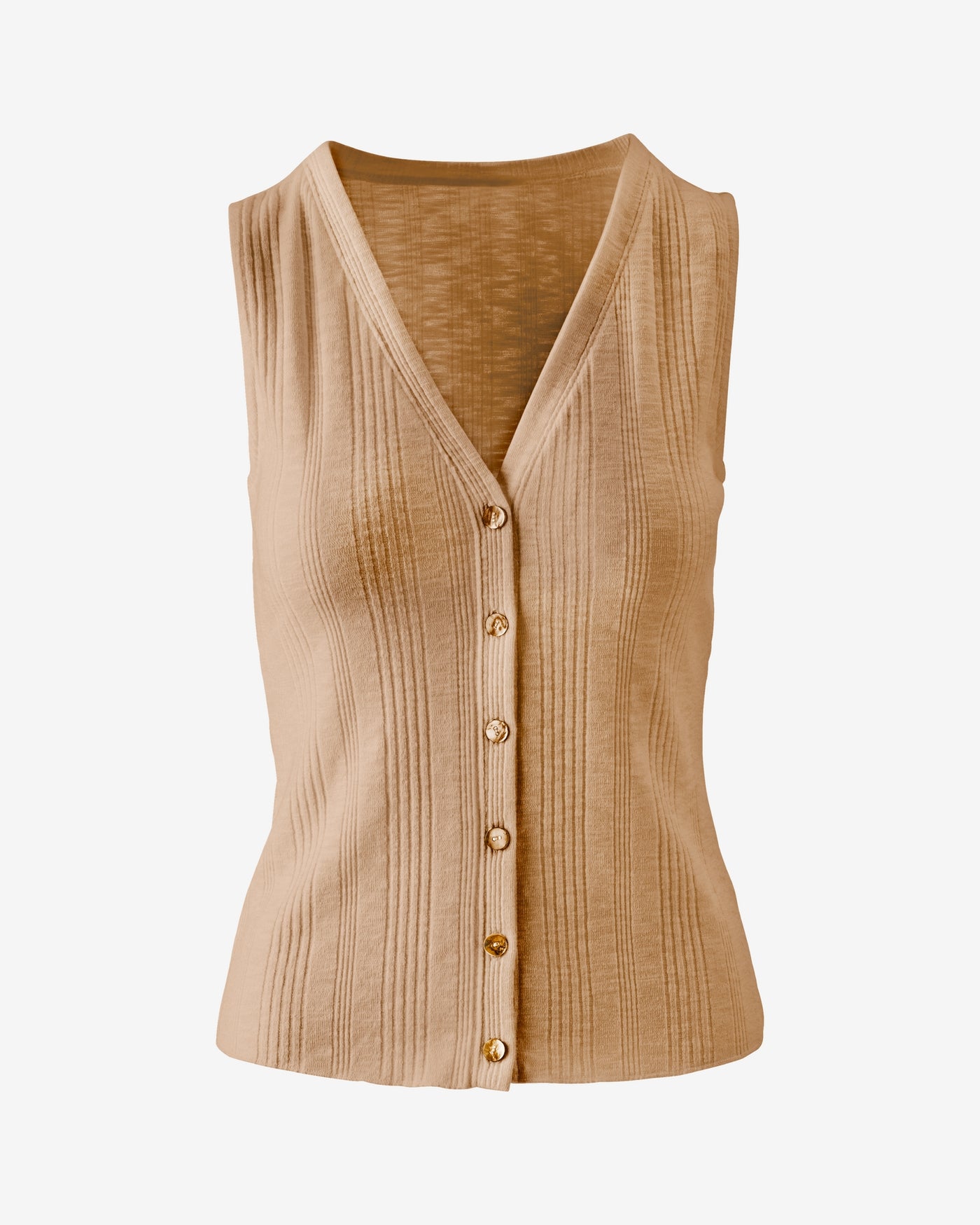Variegated Rib Knit Button Front Tank Natural