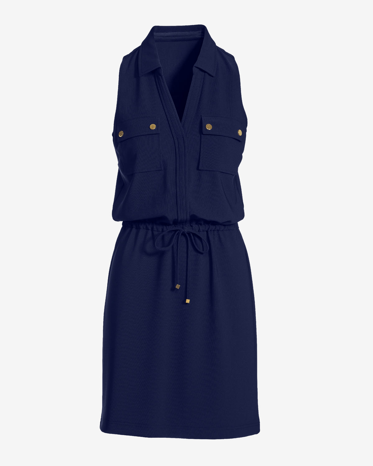 Beyond Travel Chic Drawstring Utility Dress Maritime Navy
