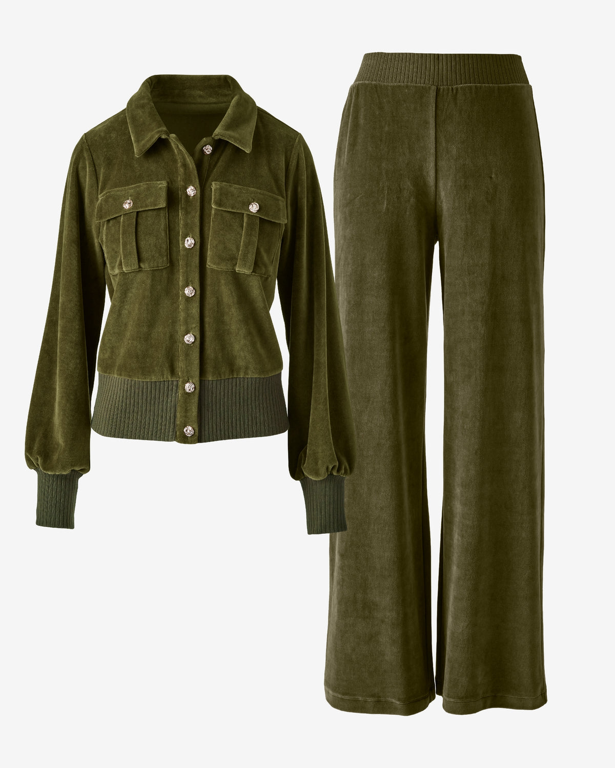 Cotton Velour Utility Set Olive Night