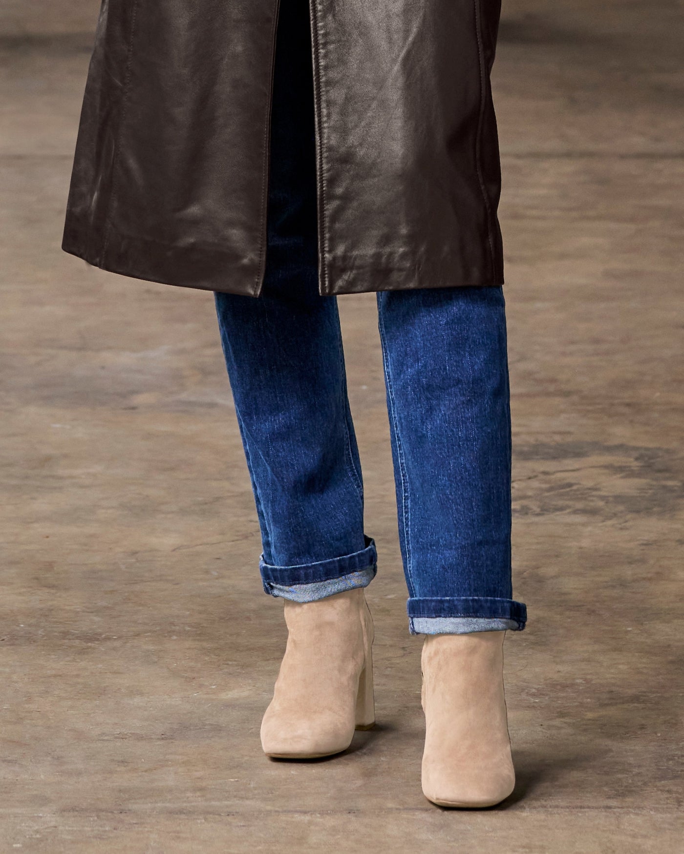 Square Toe Heeled Bootie Light Natural