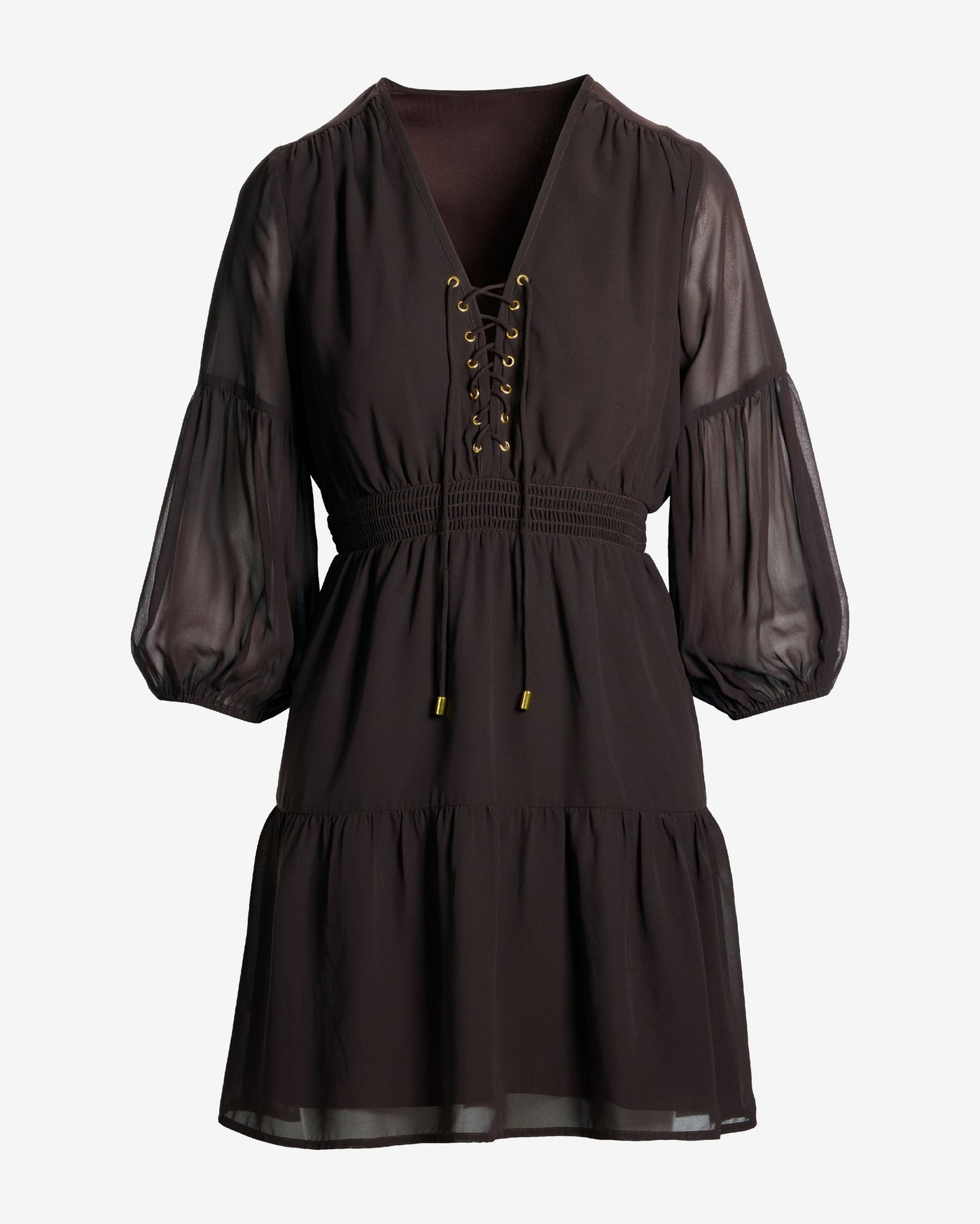 Lace Up Boho Peasant Dress Chocolate Torte