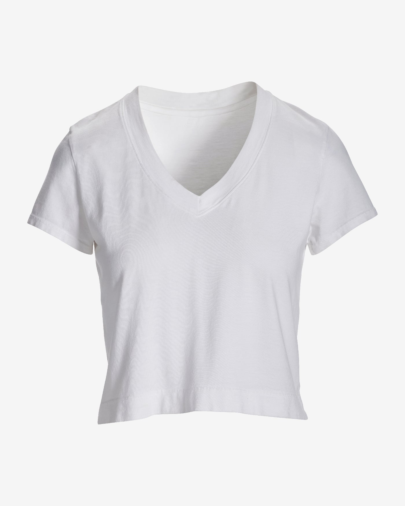 Cotton V Neck Short Sleeve Tee Pure White