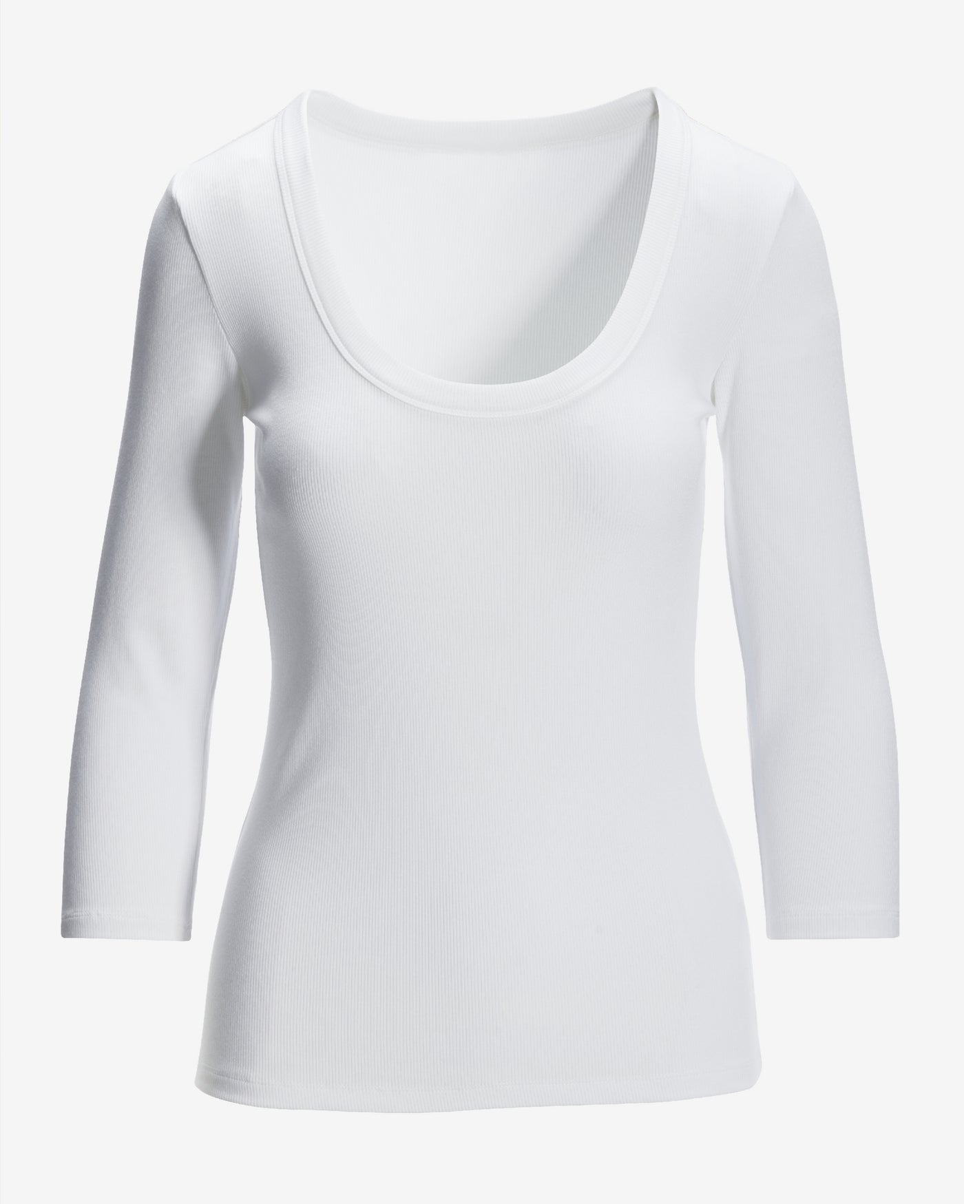 So Essential Ribbed Scoop Three Quarter Top White