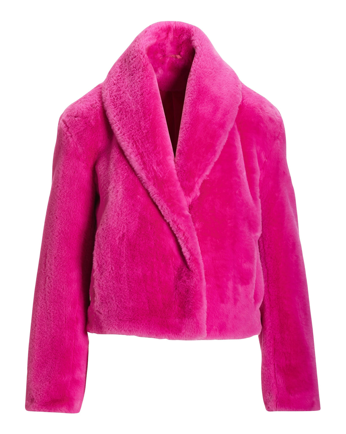Shawl Collar Versatile Faux Fur Chubby Pink Peacock
