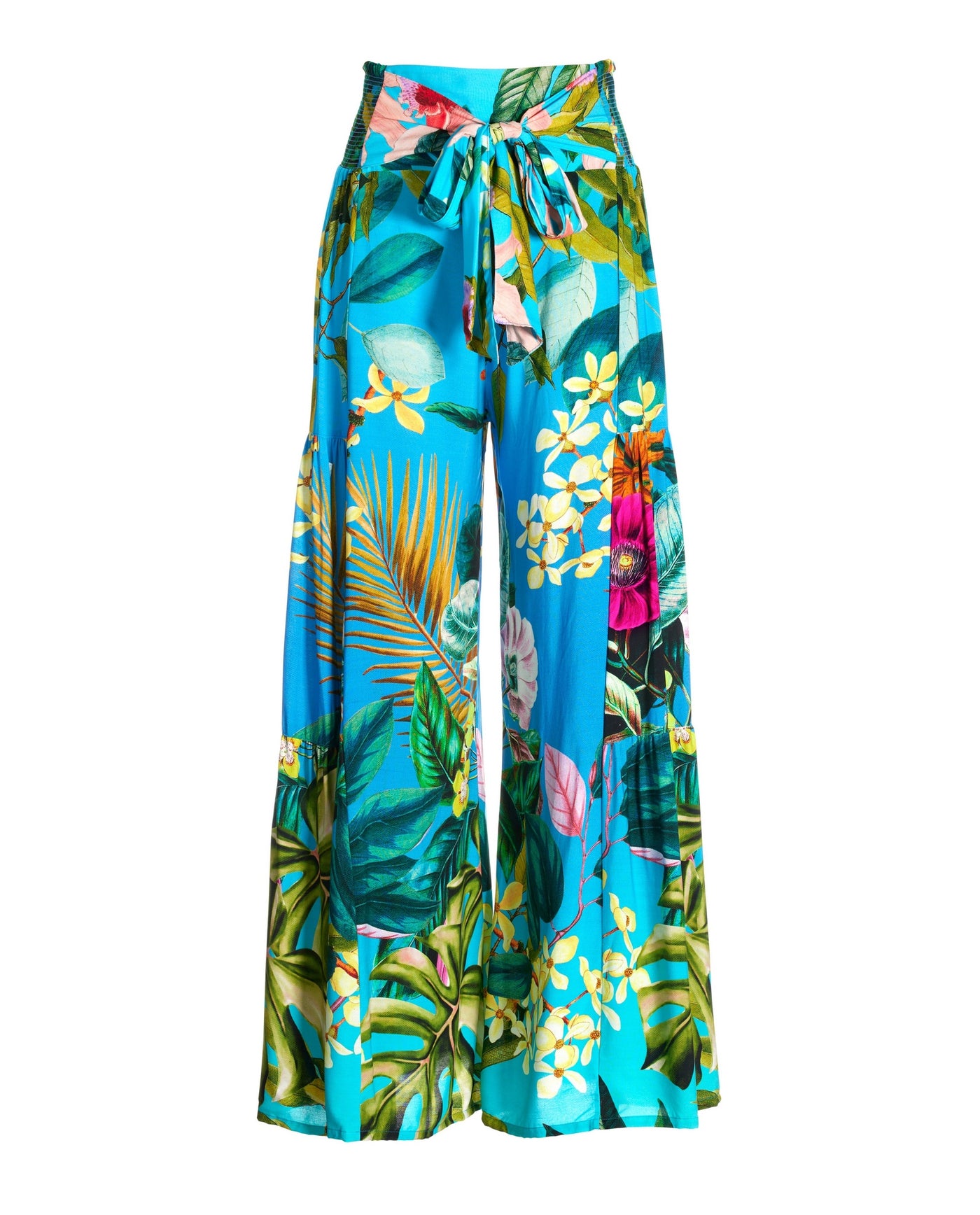 Floral Printed Cover Up Pant Blue Multi