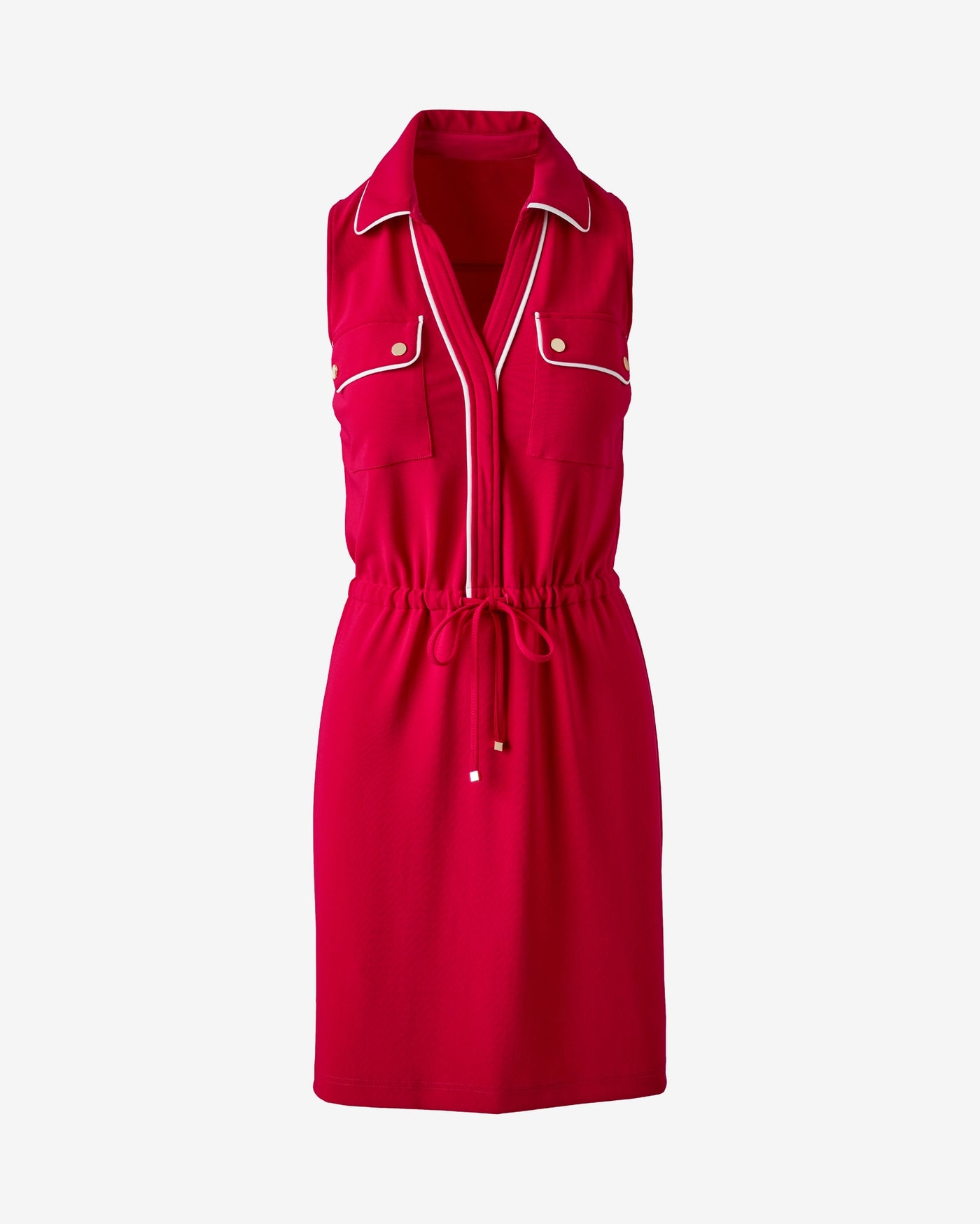 Beyond Travel Piped Chic Drawstring Utility Dress Tango Red