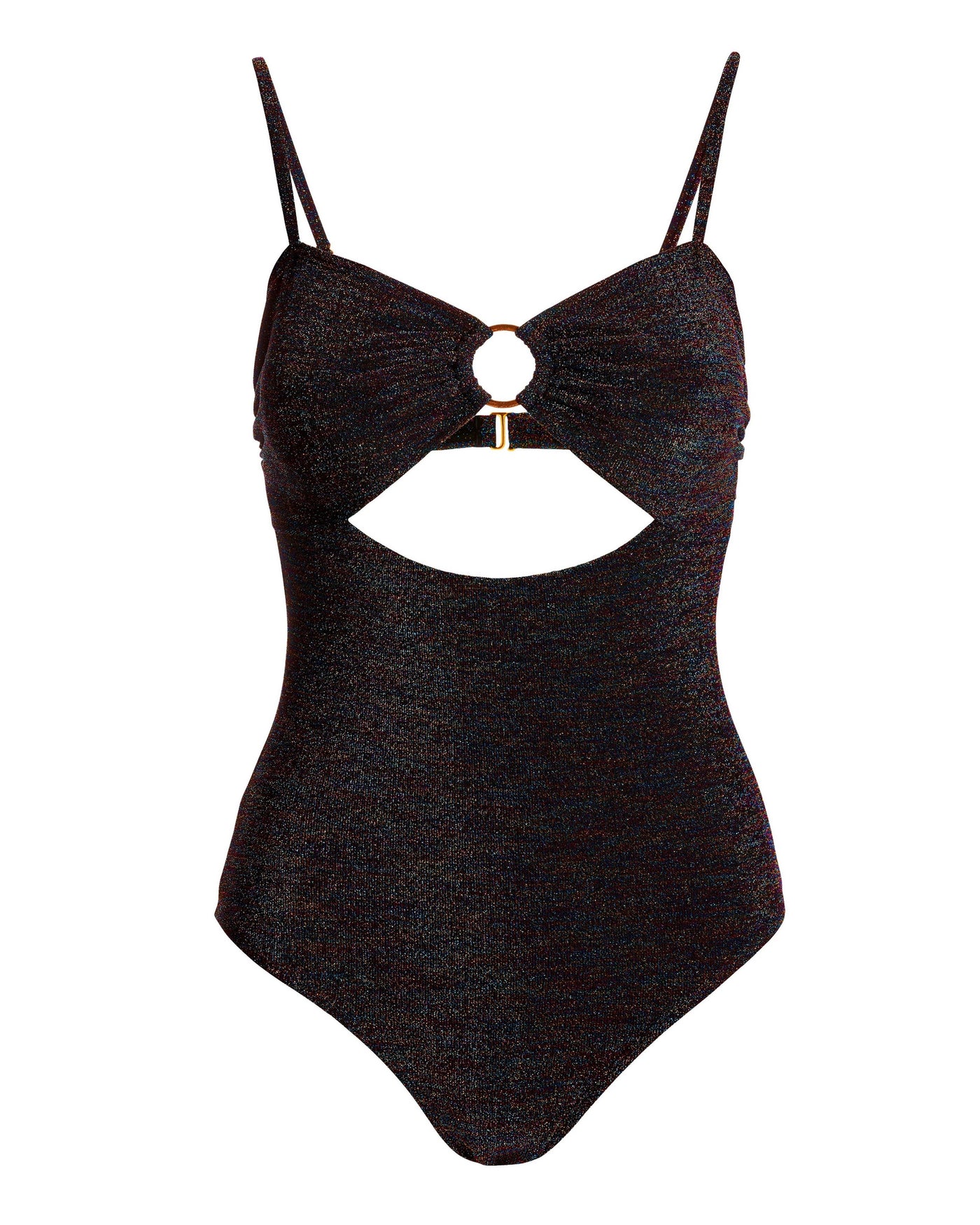 Multicolor Shimmer Sweetheart Ring One-Piece Swimsuit Black Multi