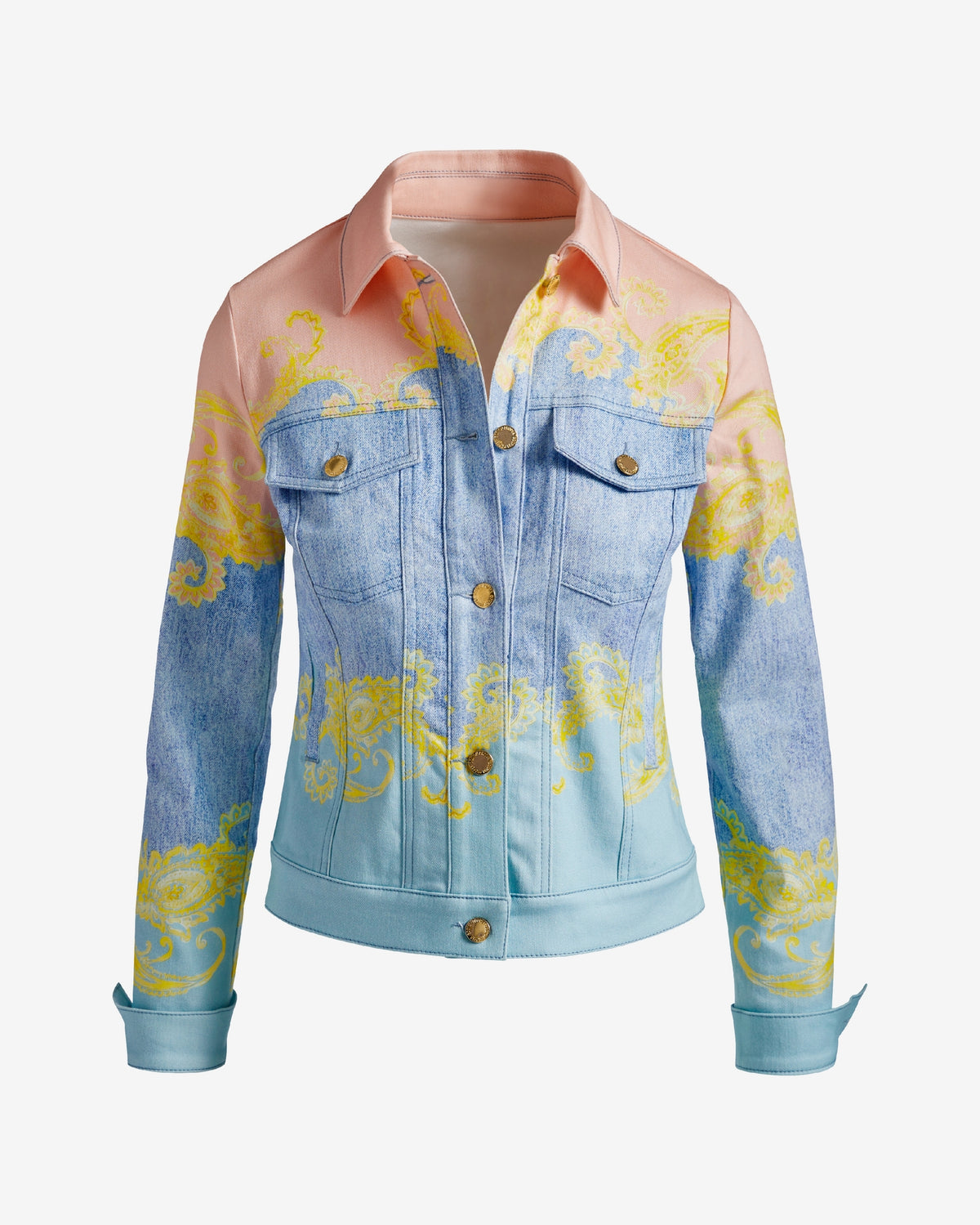 Scroll Print Denim Jacket Spring Paisley Denim