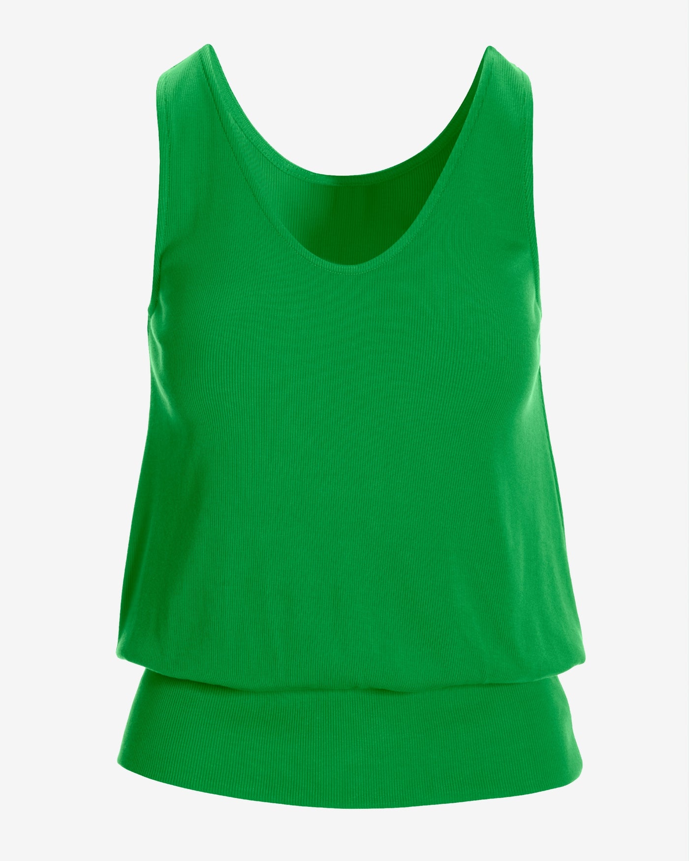 So Essential Rib V Neck Blouson Top Fern Green