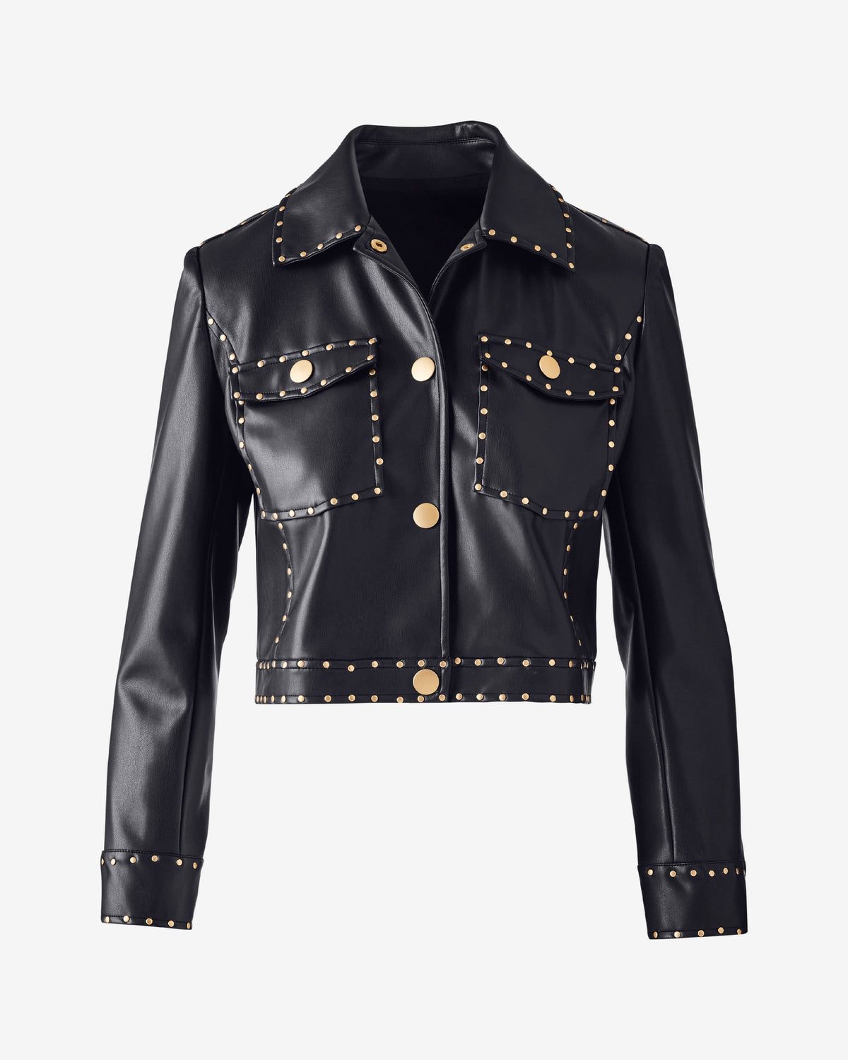 Faux Leather Studded Jacket Black