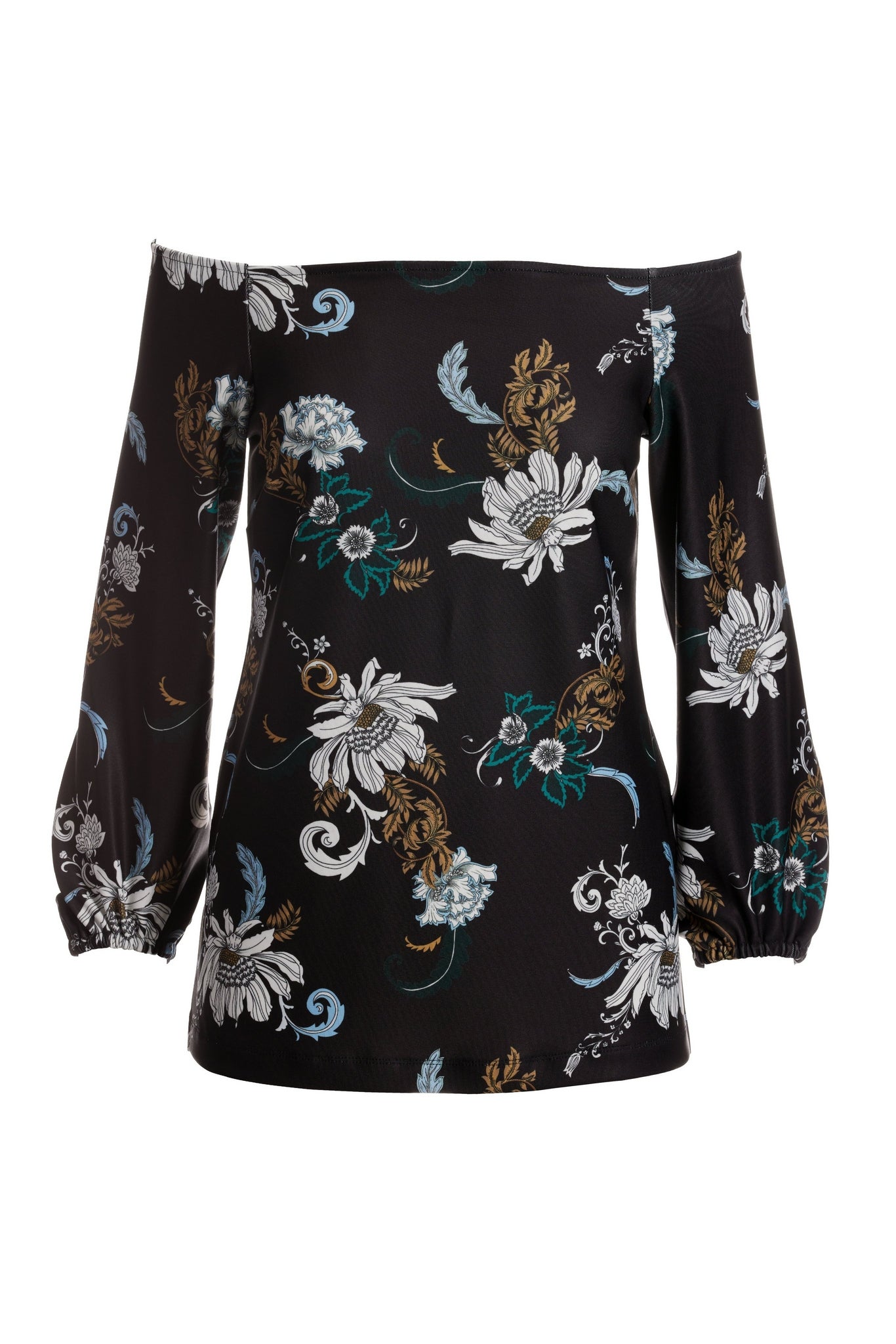 Beyond Travel Floral Status Off The Shoulder Top Black Multi