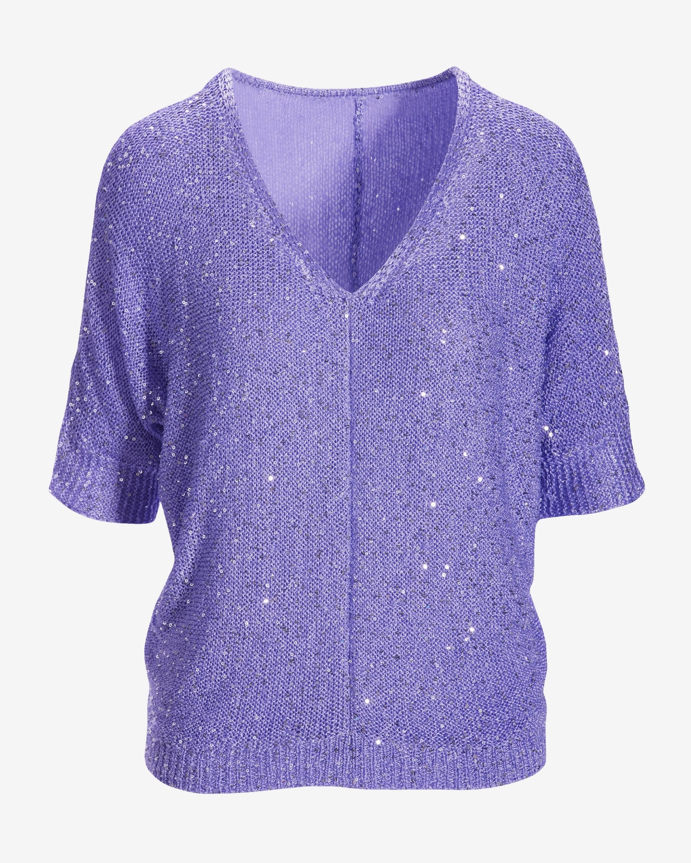 Sequin Effortless V Neck Sweater Violet Tulip