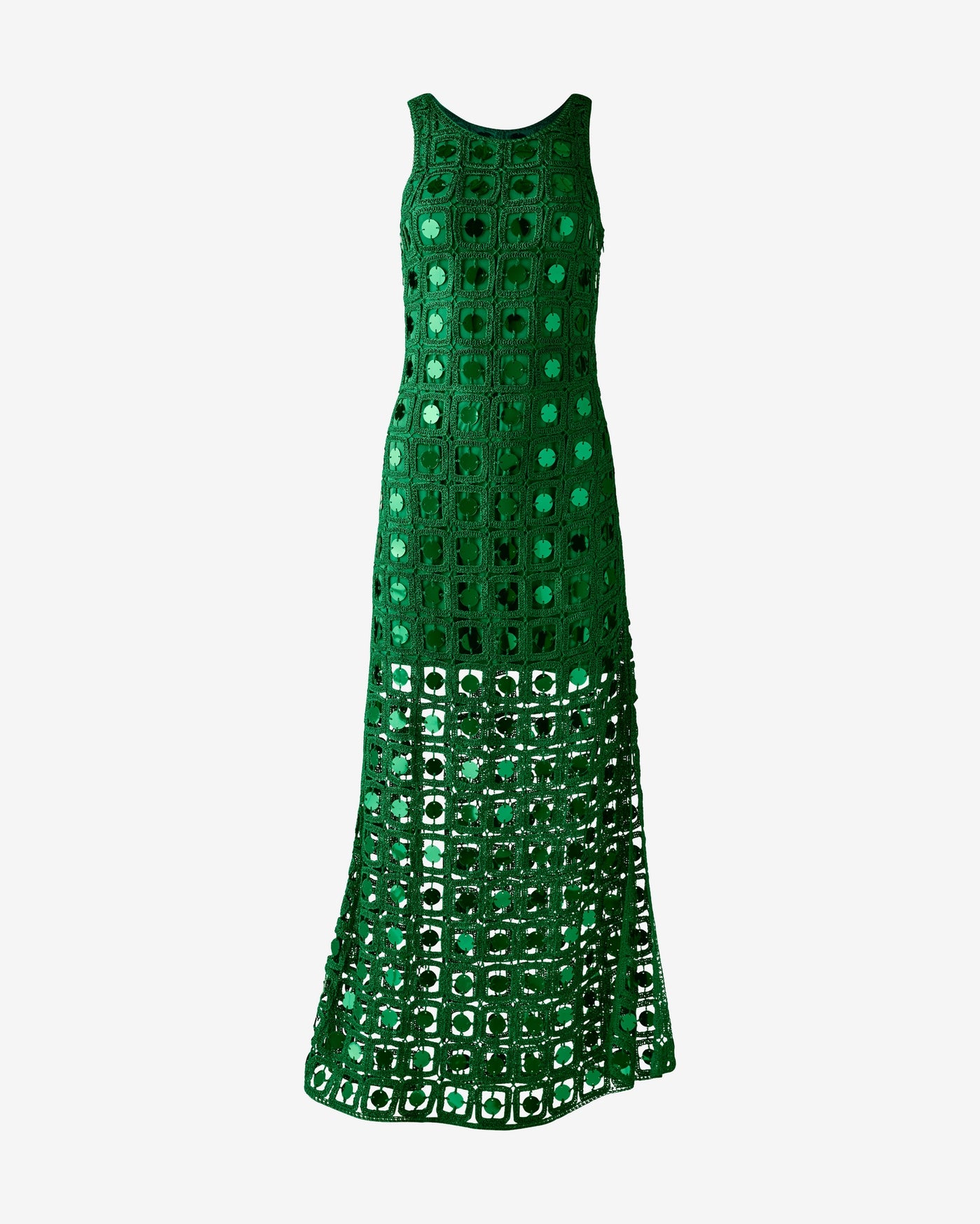 High Neck Crochet Mirror Maxi Dress Monaco Green