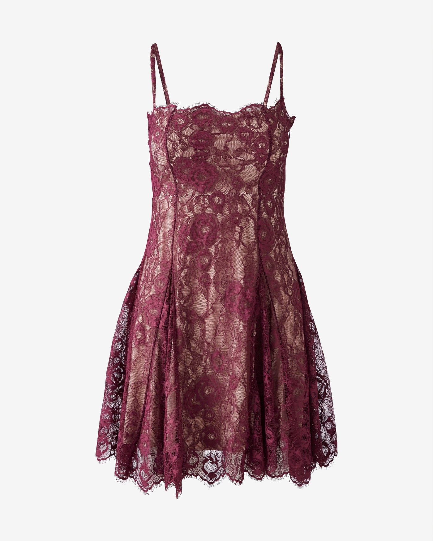Short Lace A-Line Dress Mauve Wine
