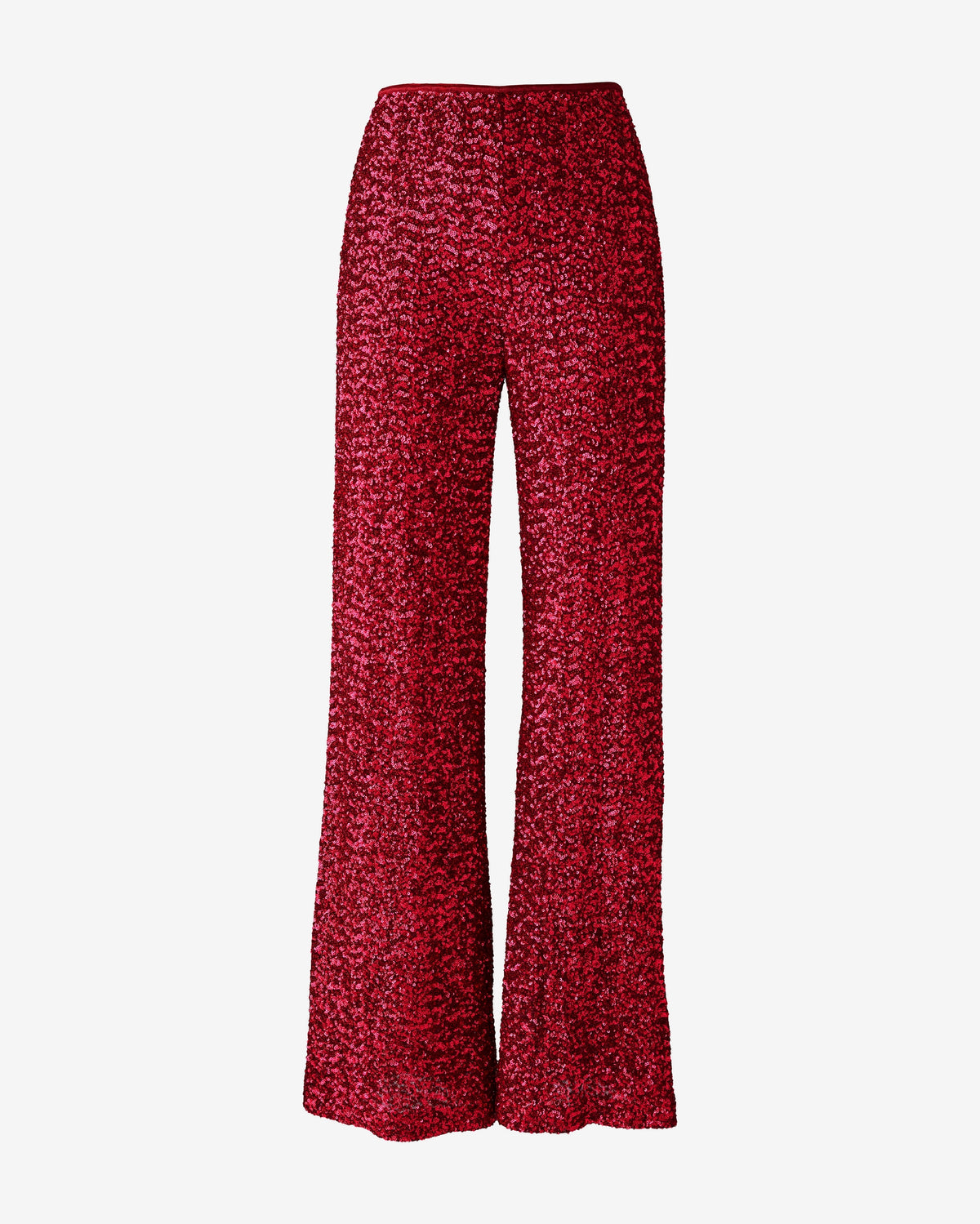 Mini Sequin Wide Leg Pull-On Pant Red