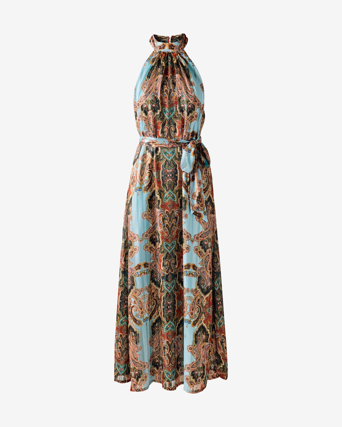 Printed Halter Maxi Dress Bohemian Scroll