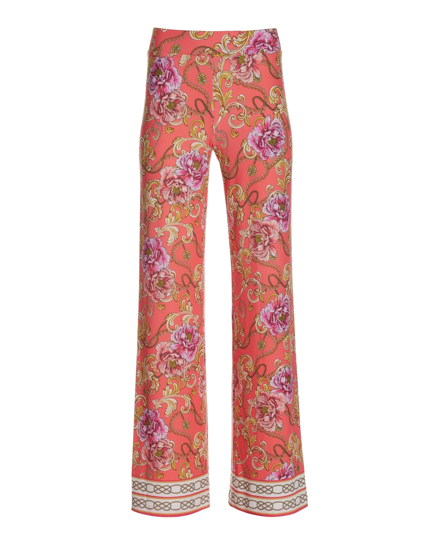Reflecting Scrolls Knit Palazzo Pant Orange Multi