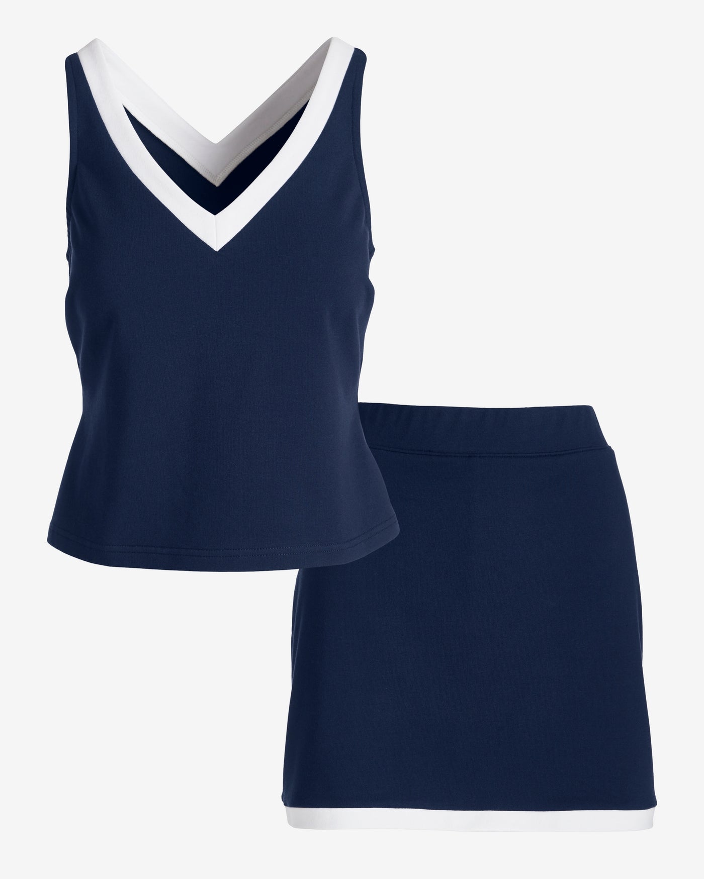 French Terry Color-Block Skort Set Navy/White