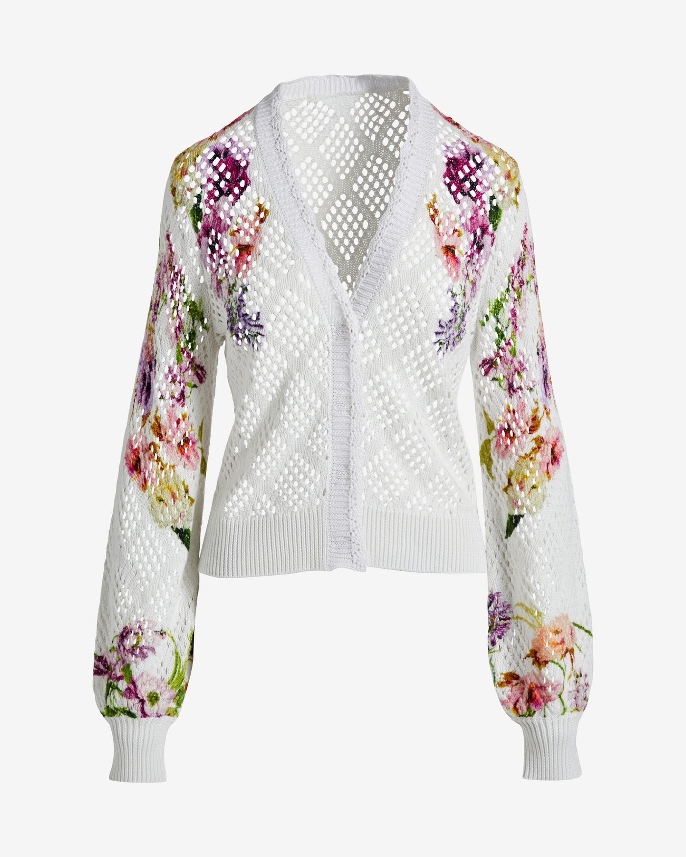 Printed Pointelle Cardigan Placed Pansies