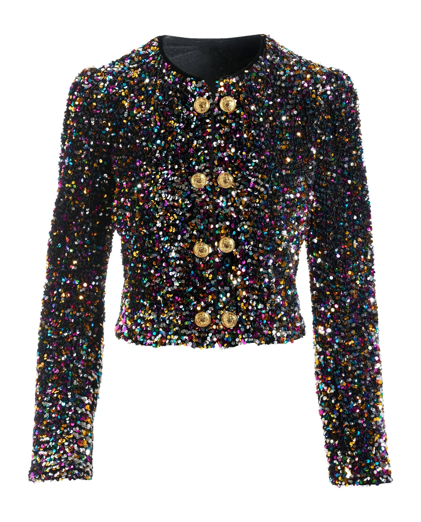 Effortless Multi Sequin Puff Sleeve Bolero Jacket Multi
