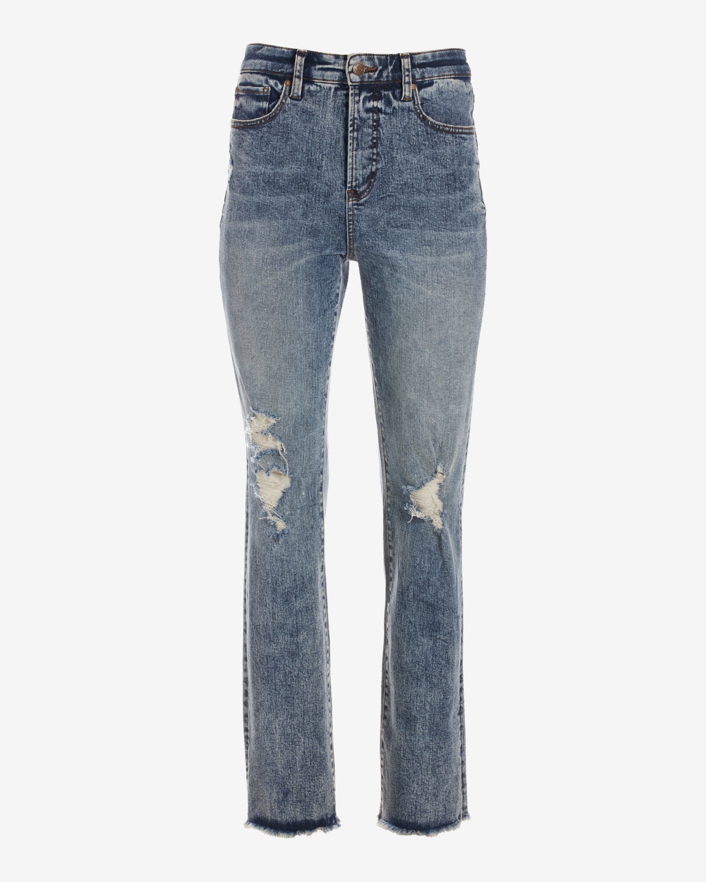 Proper High-Rise Distressed Straight-Leg Jean Medium Wash Denim