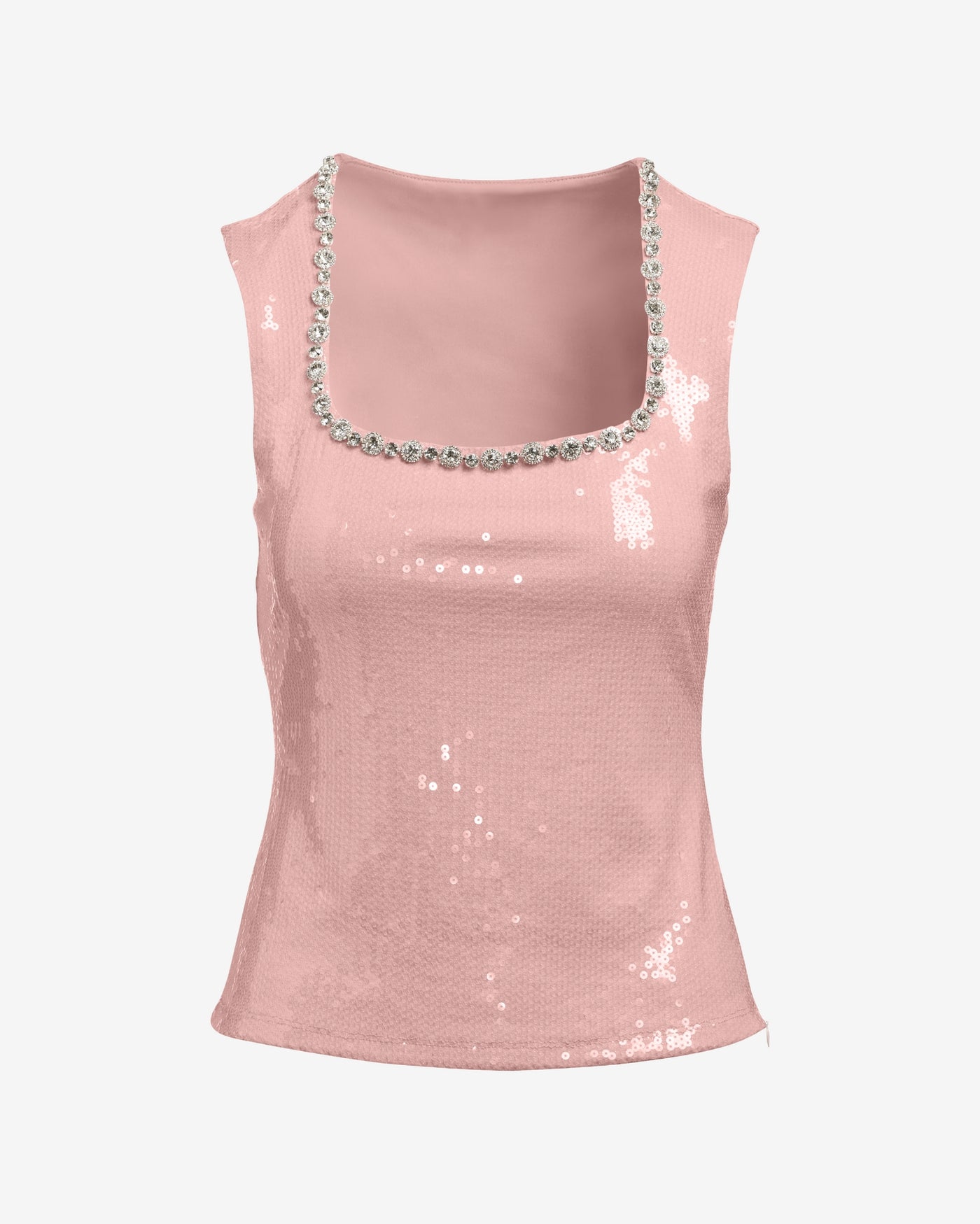Embellished Sequin Knit Top Baby Pink