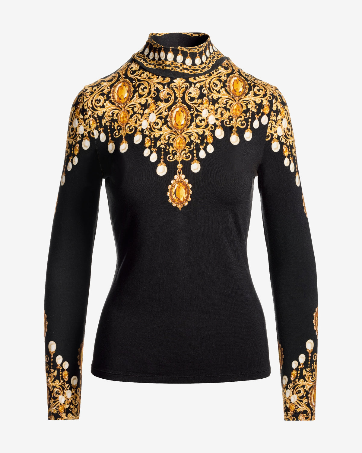 Long Sleeve Printed Turtleneck Top Glorious Gems